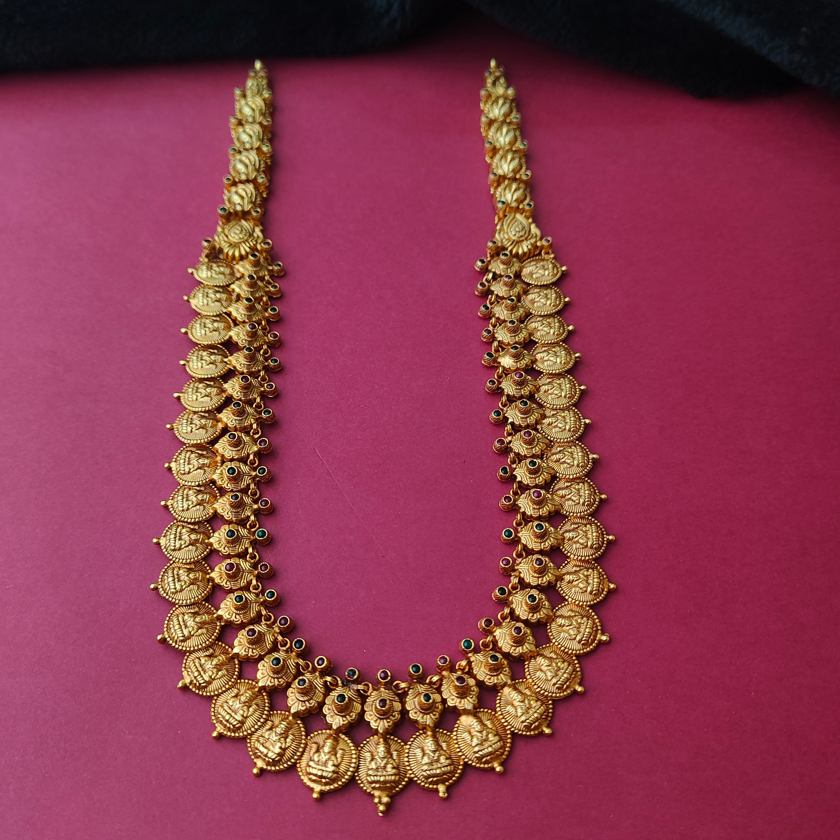 925 Silver Gold Plated Nakshi Coin Haram-0028