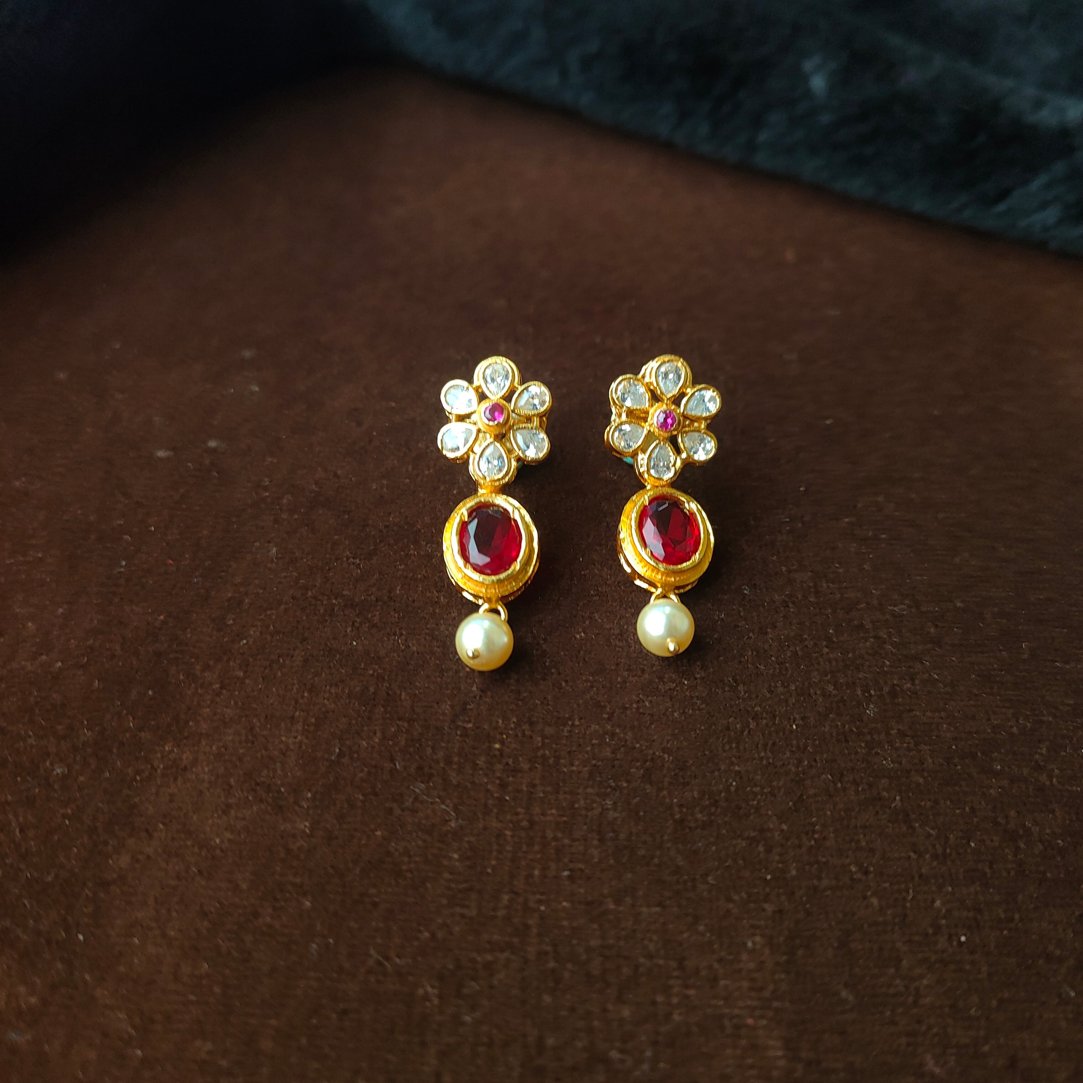 925 Gold Plated Floral Necklace with Earring-0978