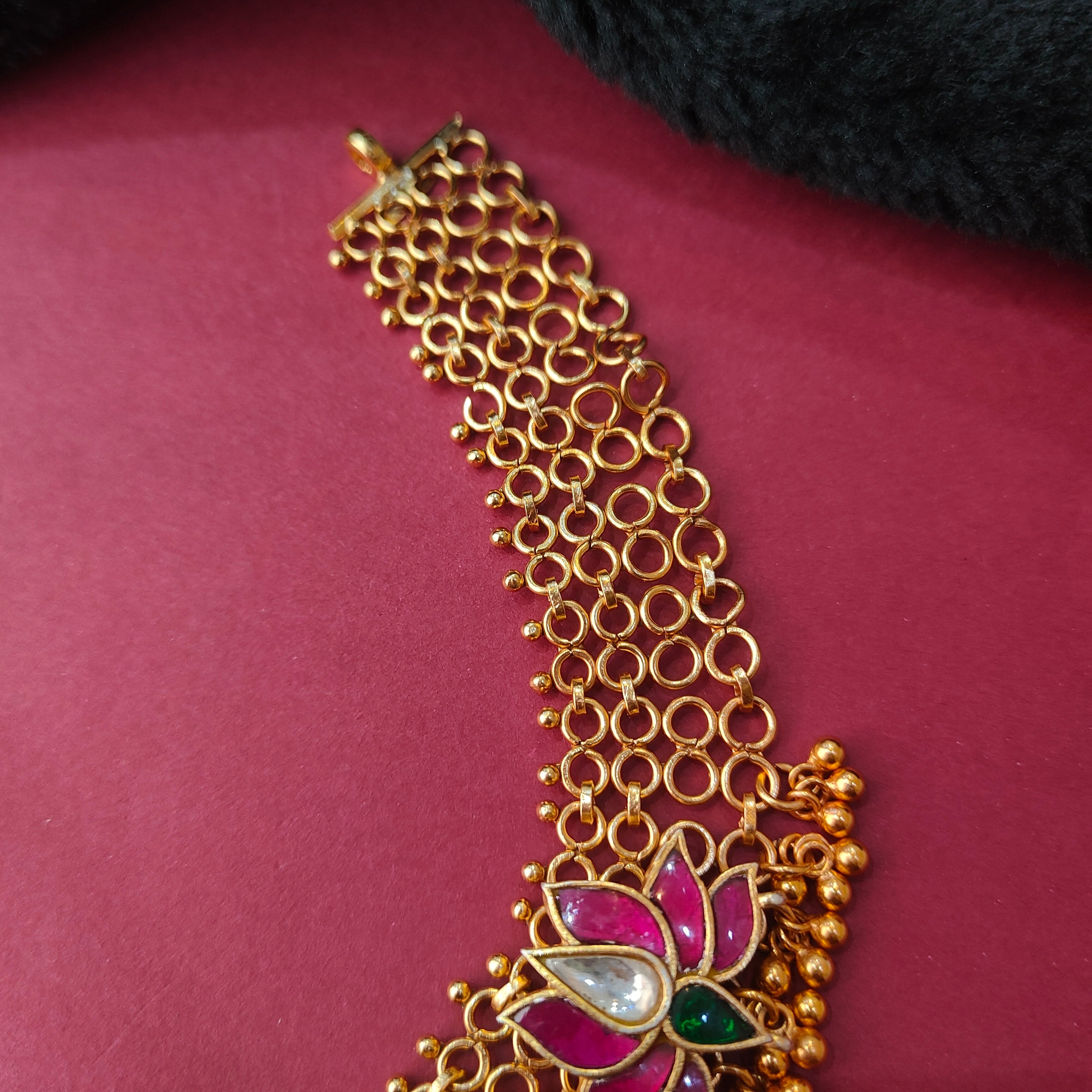 925 Silver Gold Plated Lotus Mesh Necklace -0042