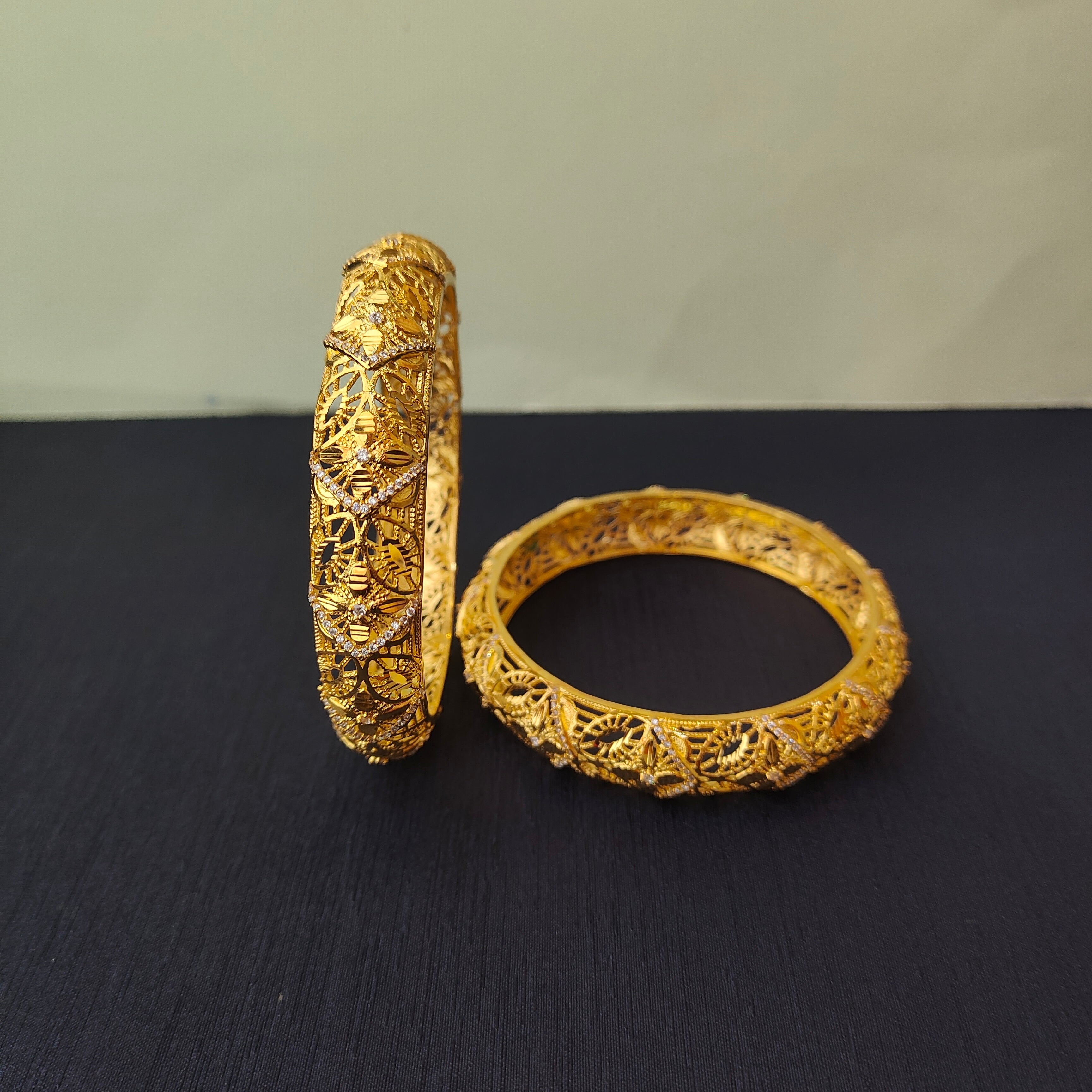 925 Silver CZ Stone Turkish Bangle-0066- Size-2.8