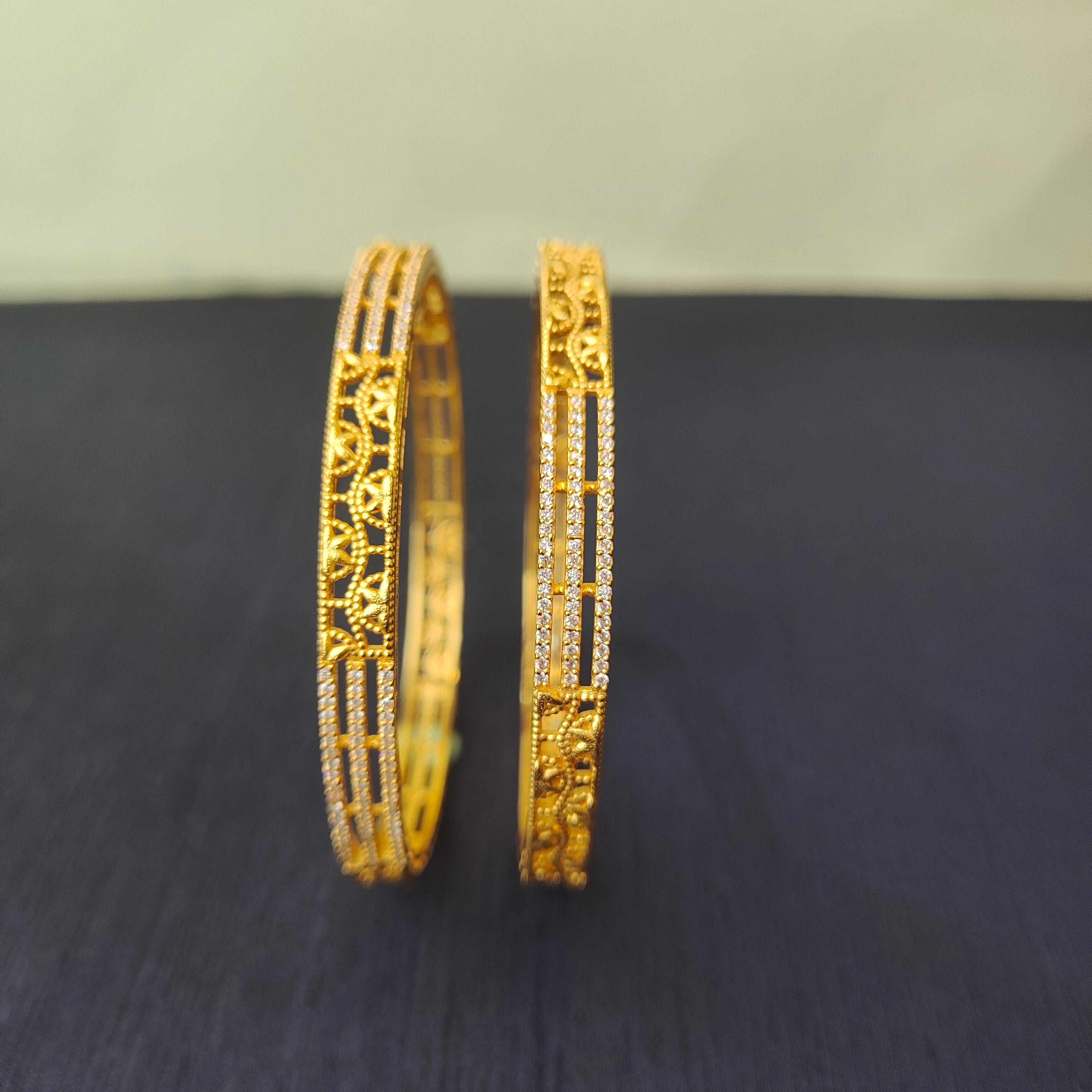 925 Silver CZ Stone Turkish Bangle-0068- Size-2.7