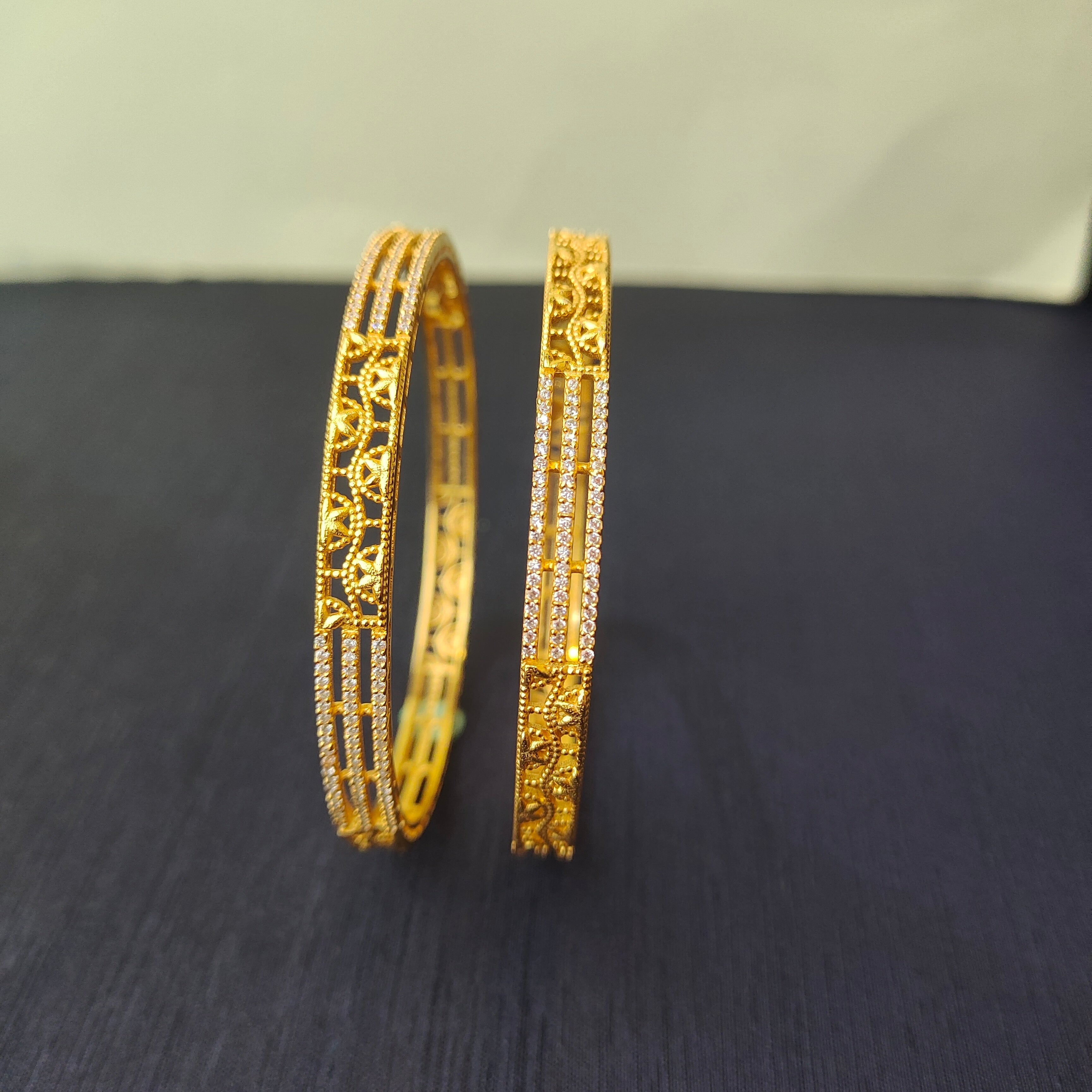 925 Silver CZ Stone Turkish Bangle-0068- Size-2.7