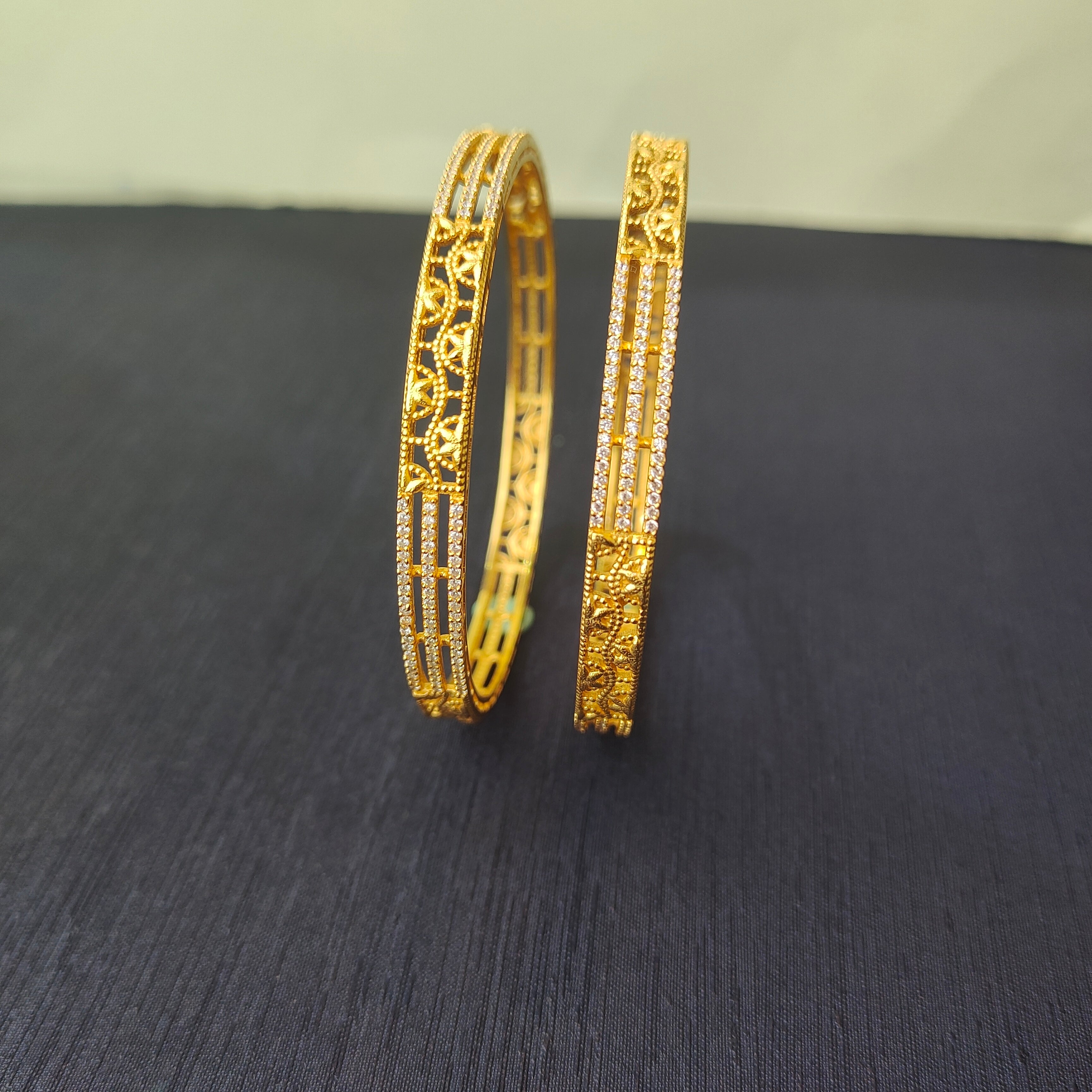 925 Silver CZ Stone Turkish Bangle-0068- Size-2.7