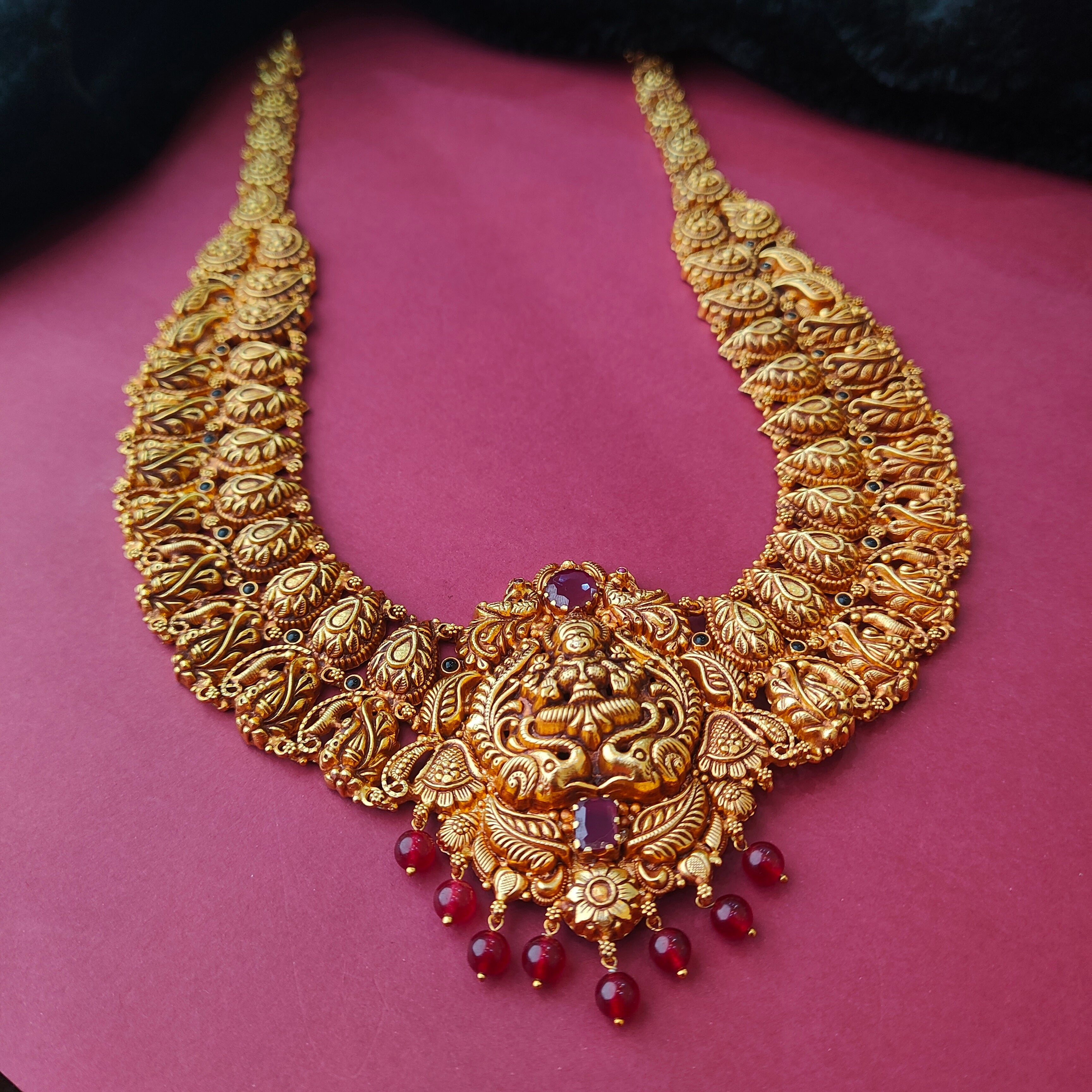 925 Silver Gold Plated Nakshi Haram-0054