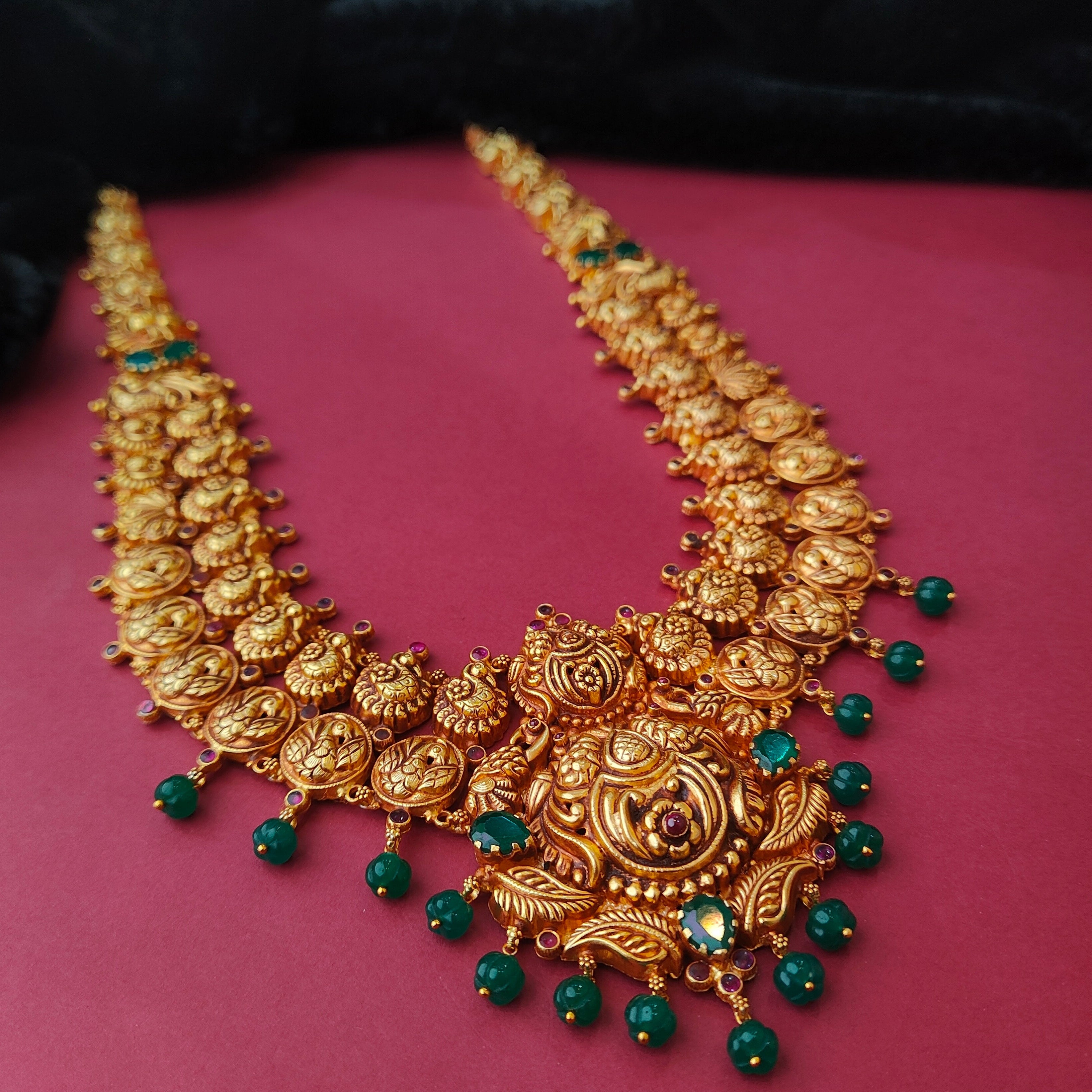 925 Silver Gold Plated Nakshi Haram-0035