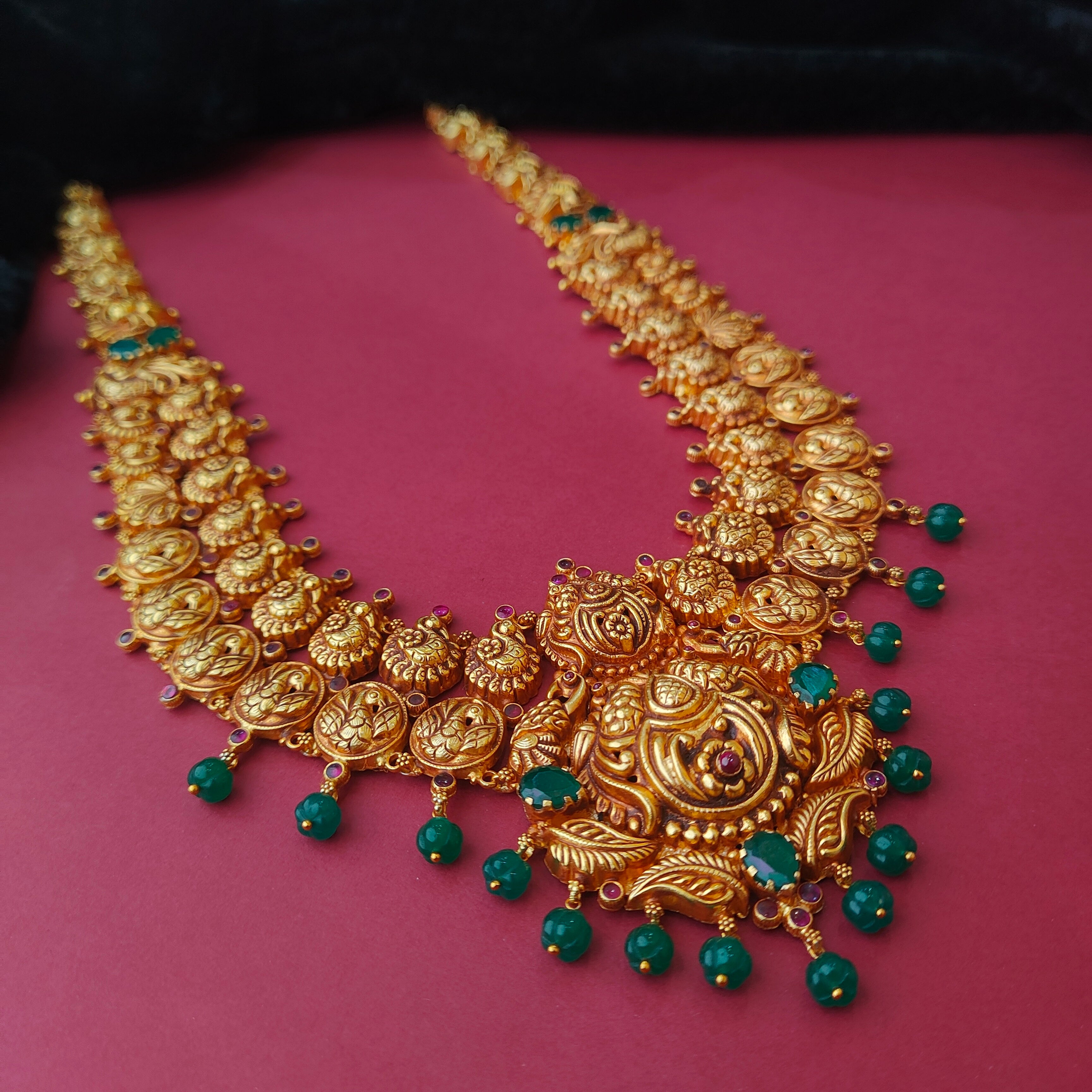 925 Silver Gold Plated Nakshi Haram-0035