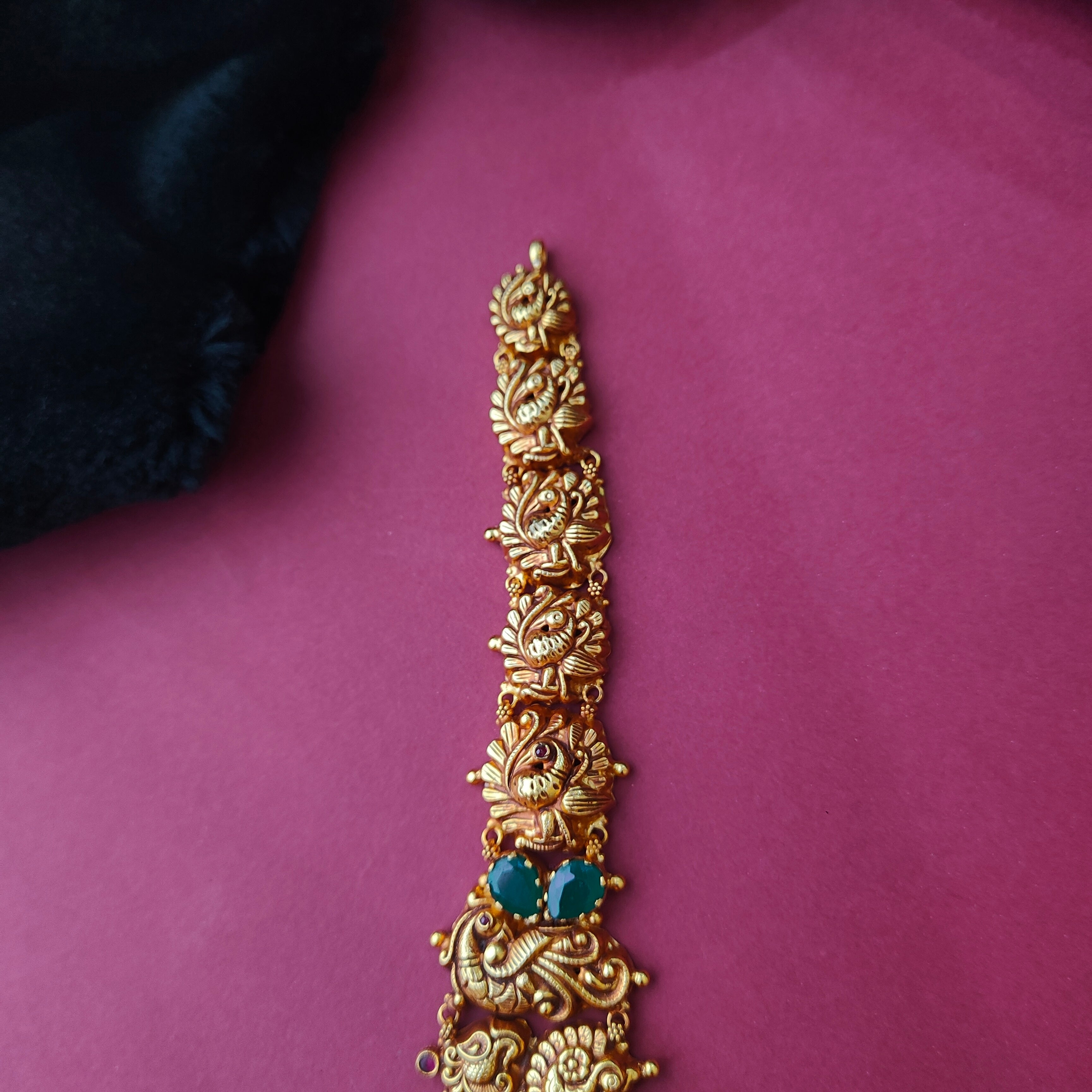 925 Silver Gold Plated Nakshi Haram-0035