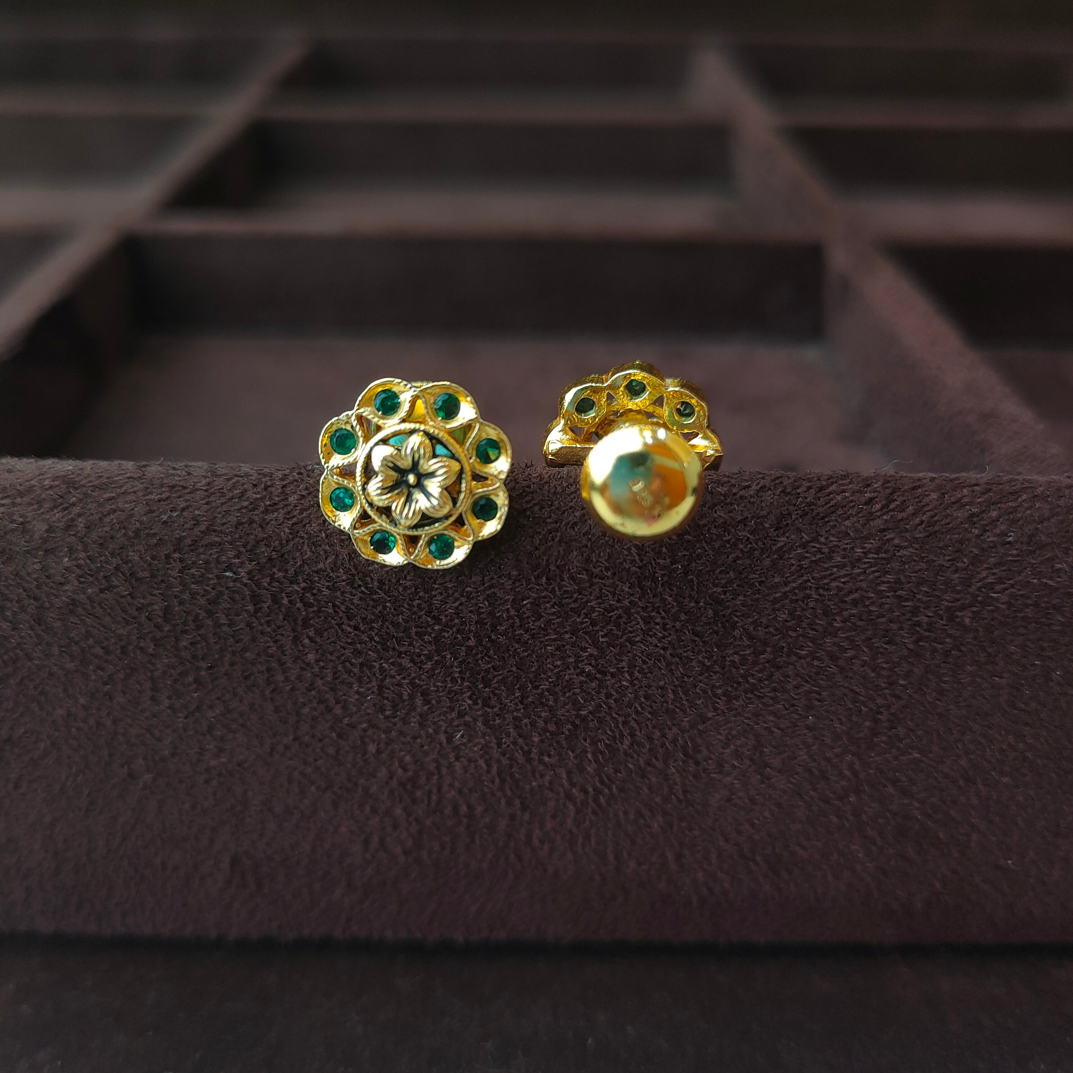 925 Silver Gold Plated Floral Earring -0061