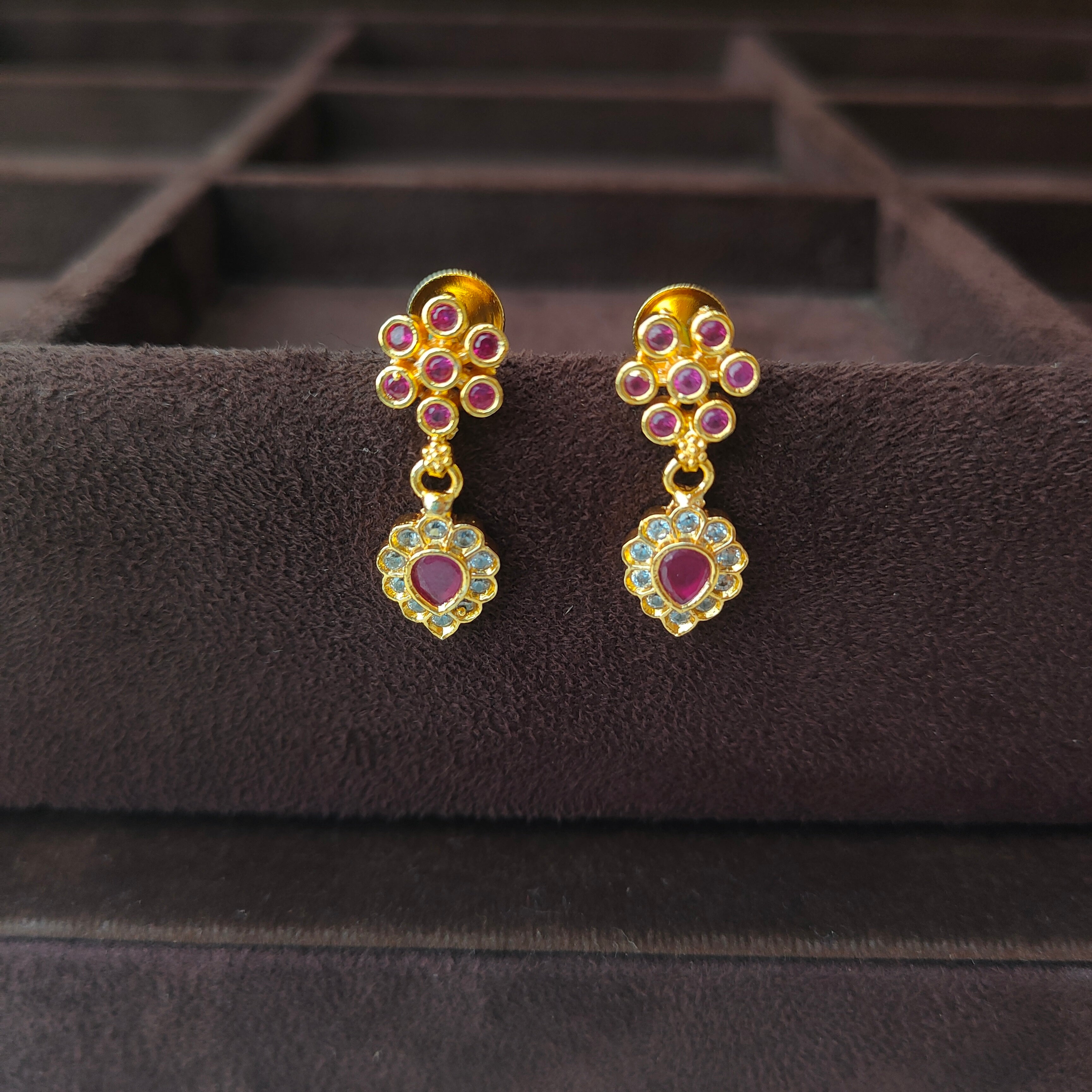 925 Silver Gold Plated Floral Earring -0083