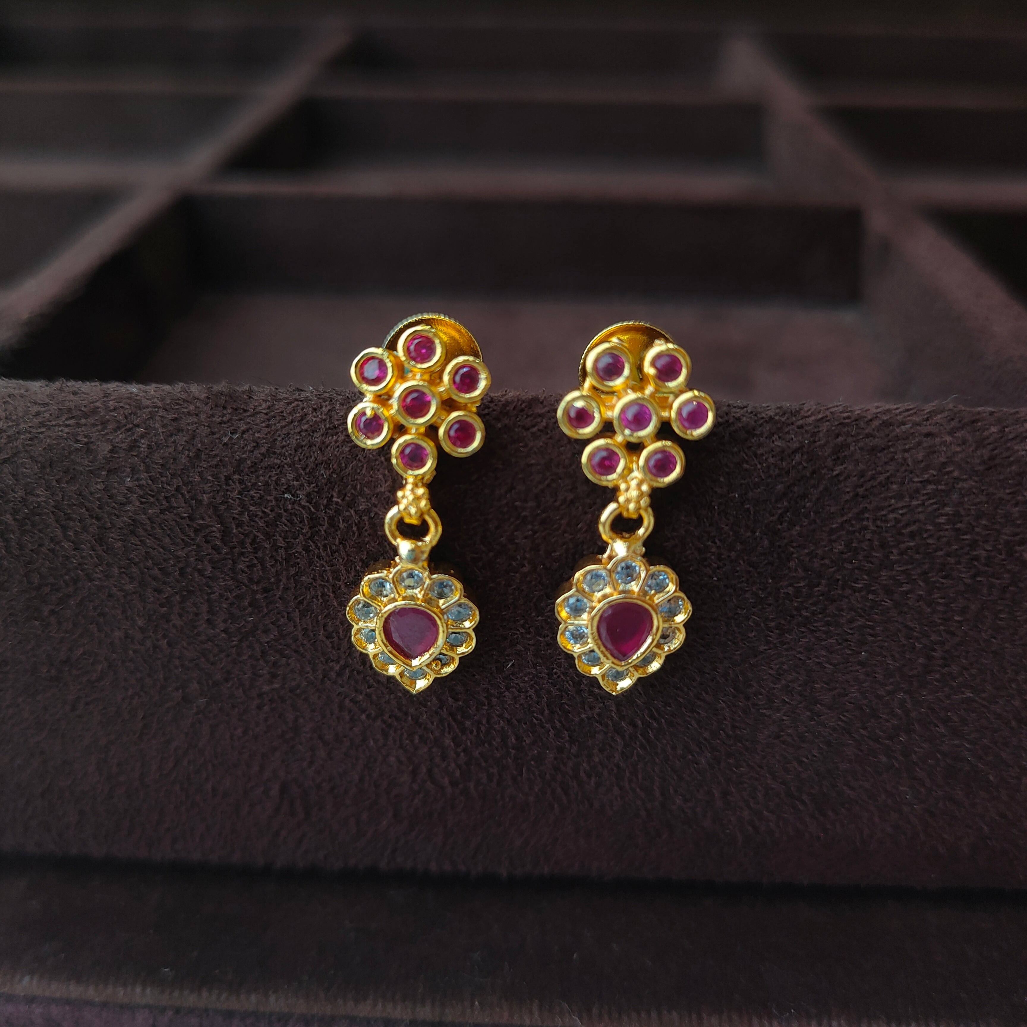 925 Silver Gold Plated Floral Earring -0083