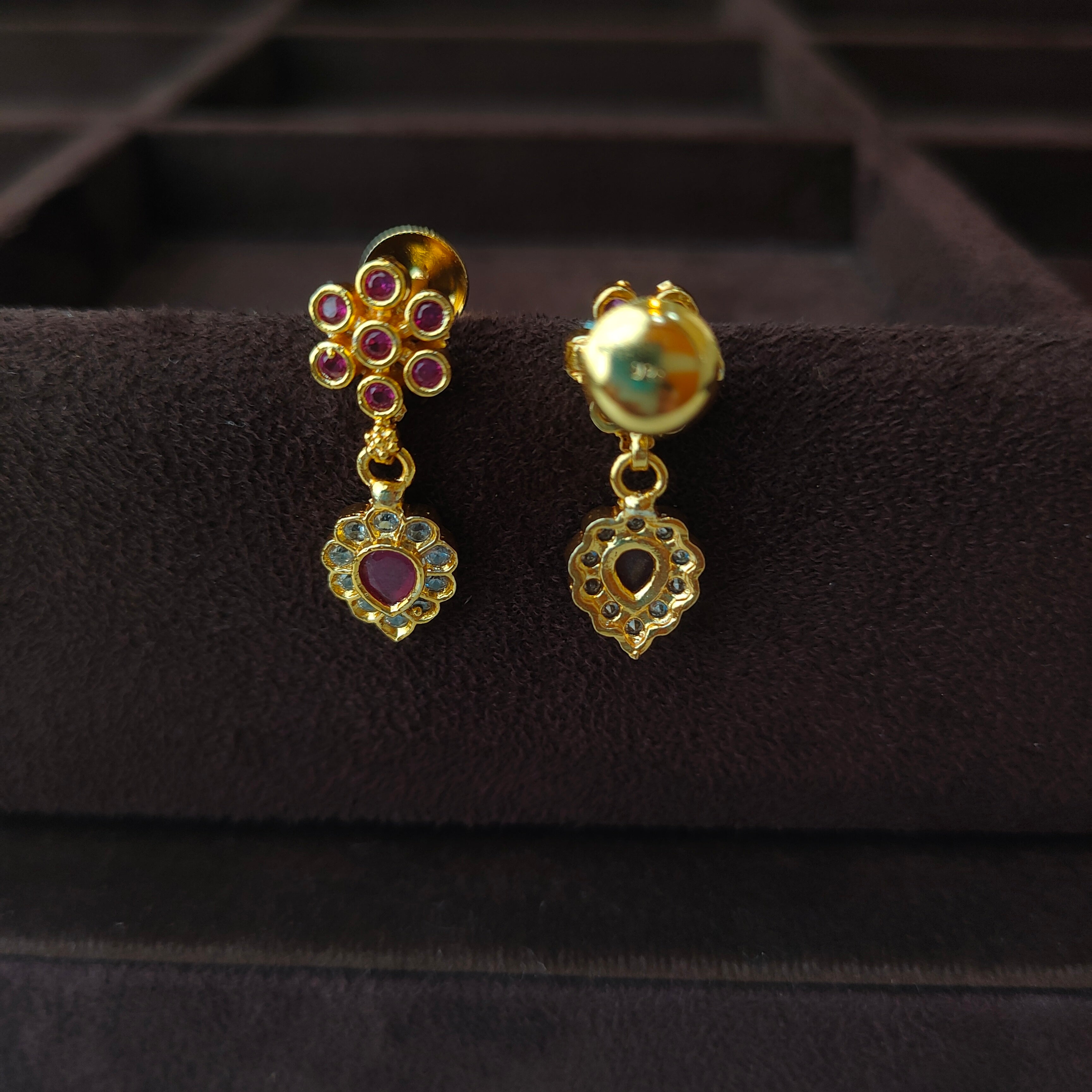 925 Silver Gold Plated Floral Earring -0083