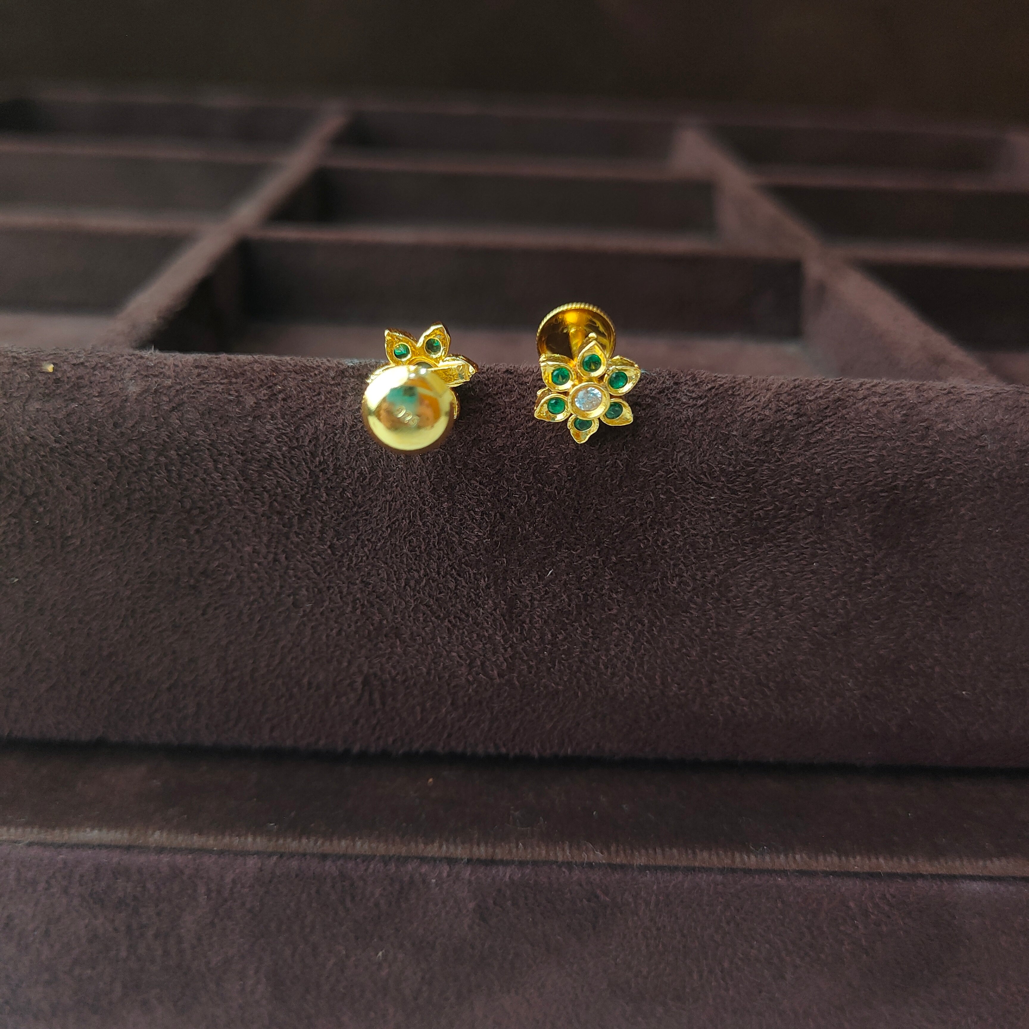 925 Silver Gold Plated Earring -0066