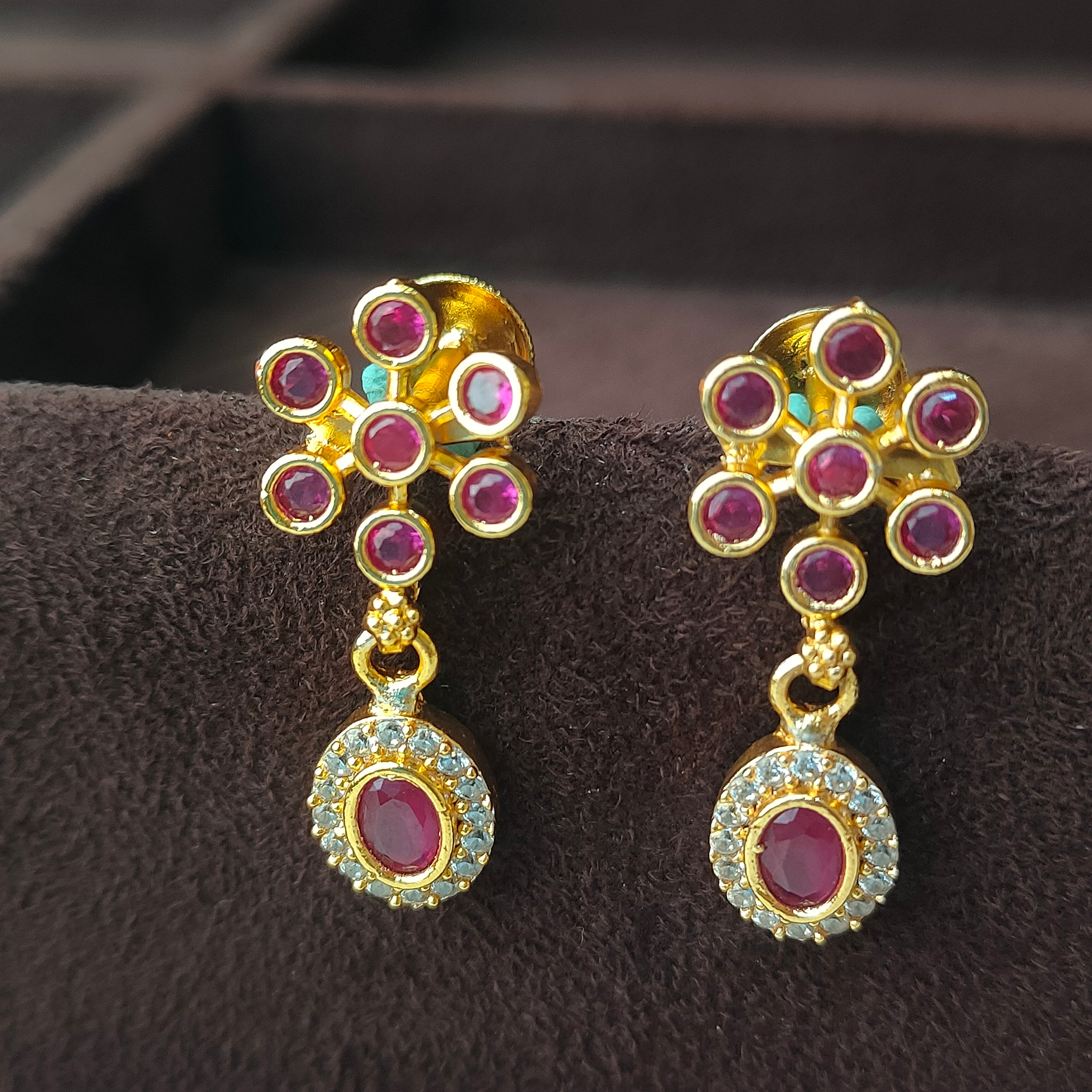 925 Silver Gold Plated floral Earring -0065