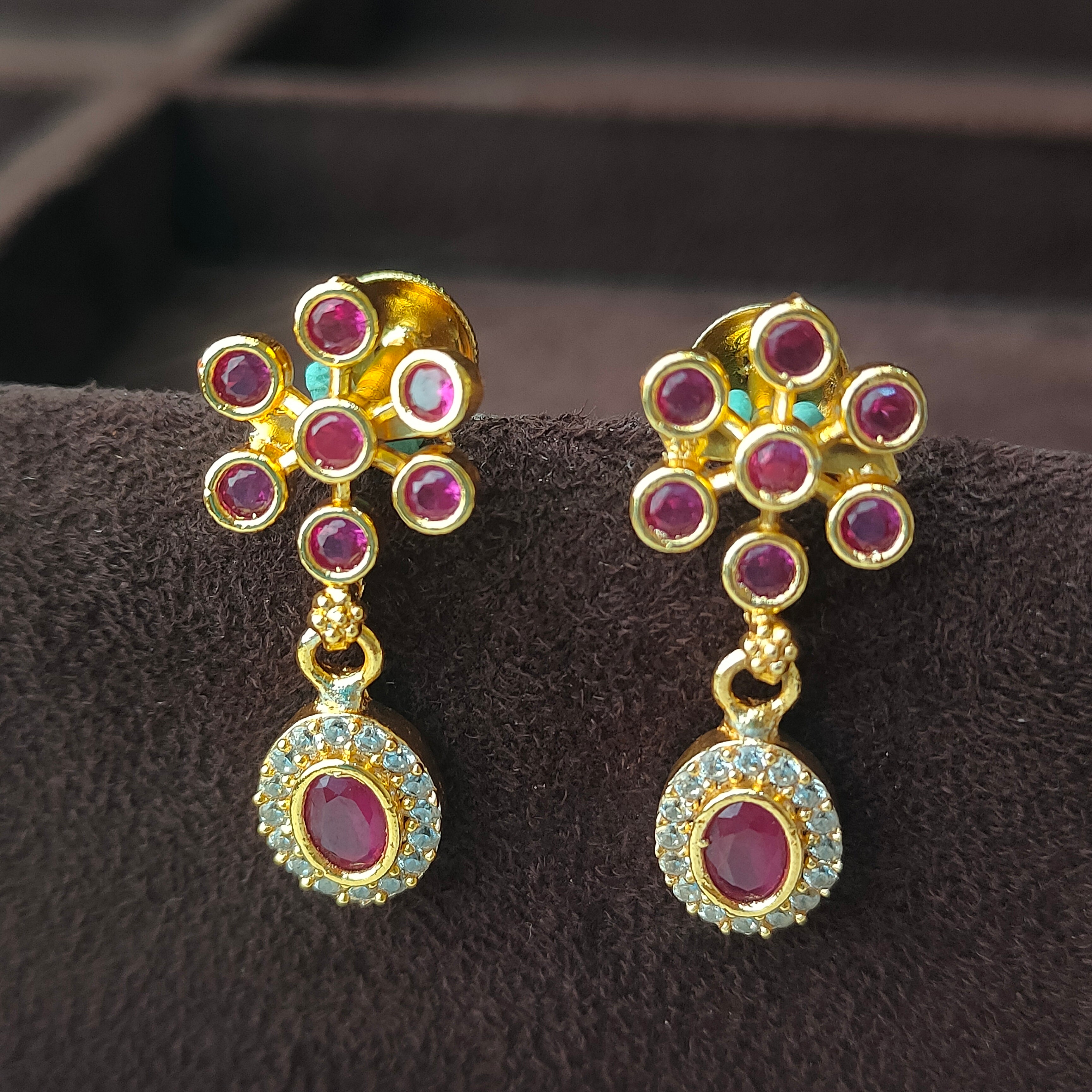 925 Silver Gold Plated floral Earring -0065