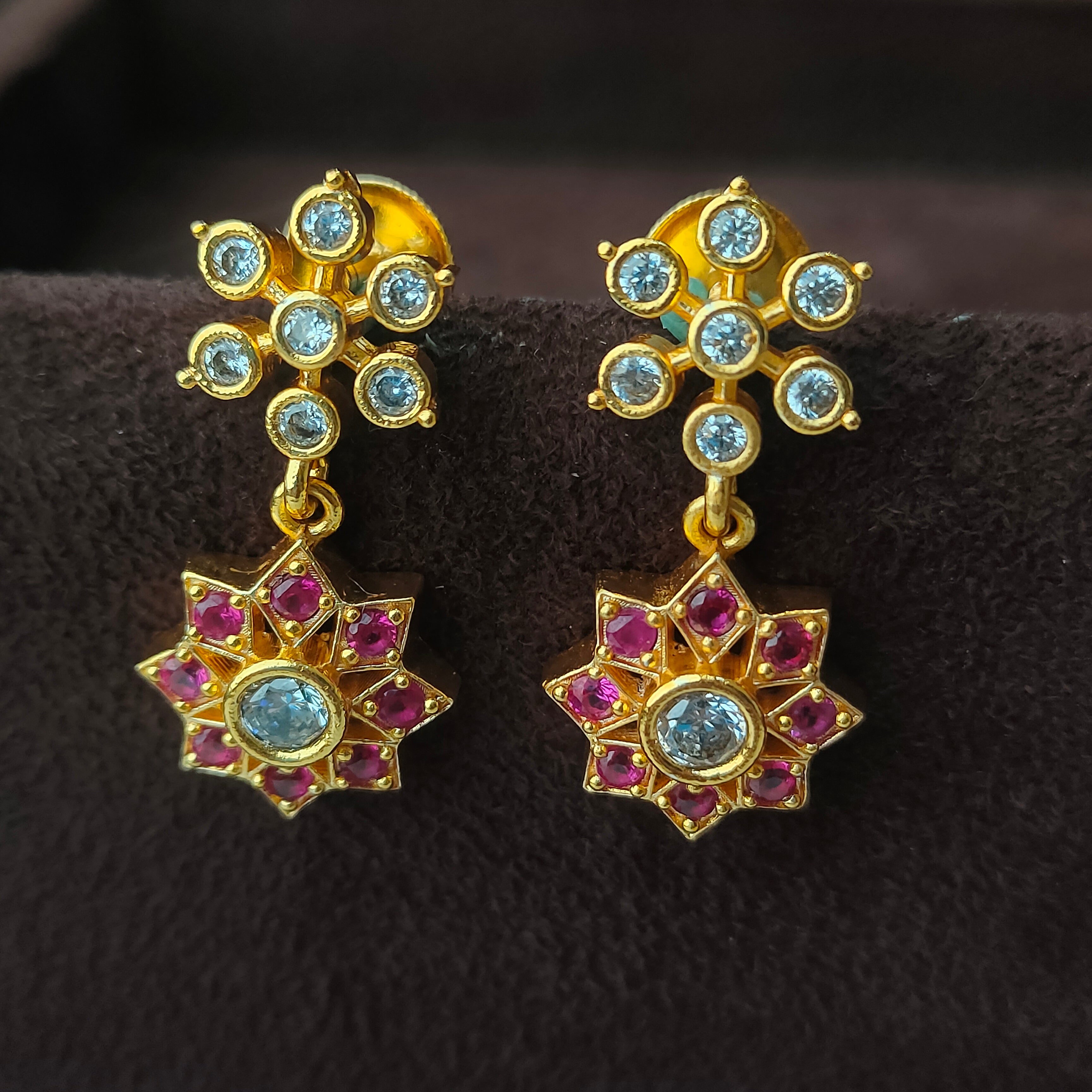 925 Silver Gold Plated Floral Earring -5565