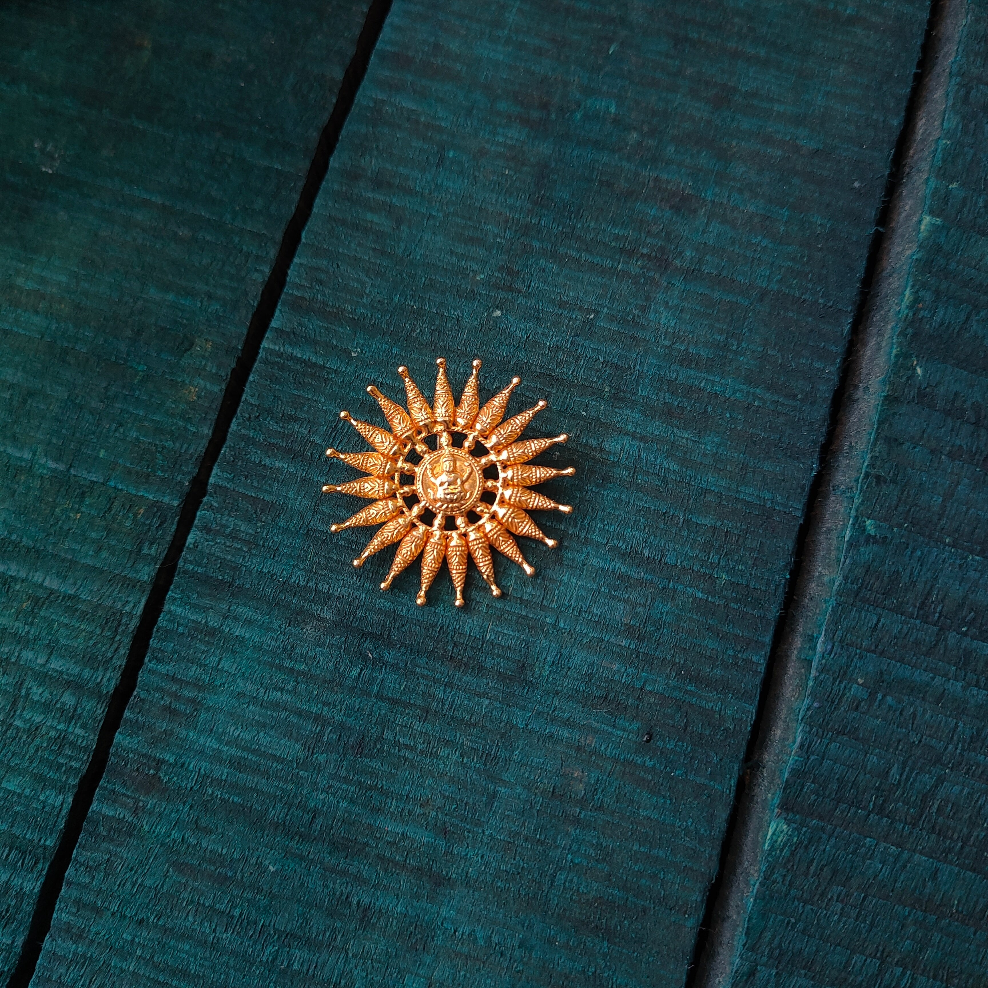 925 Silver Gold Plated Surya Pendant-5312