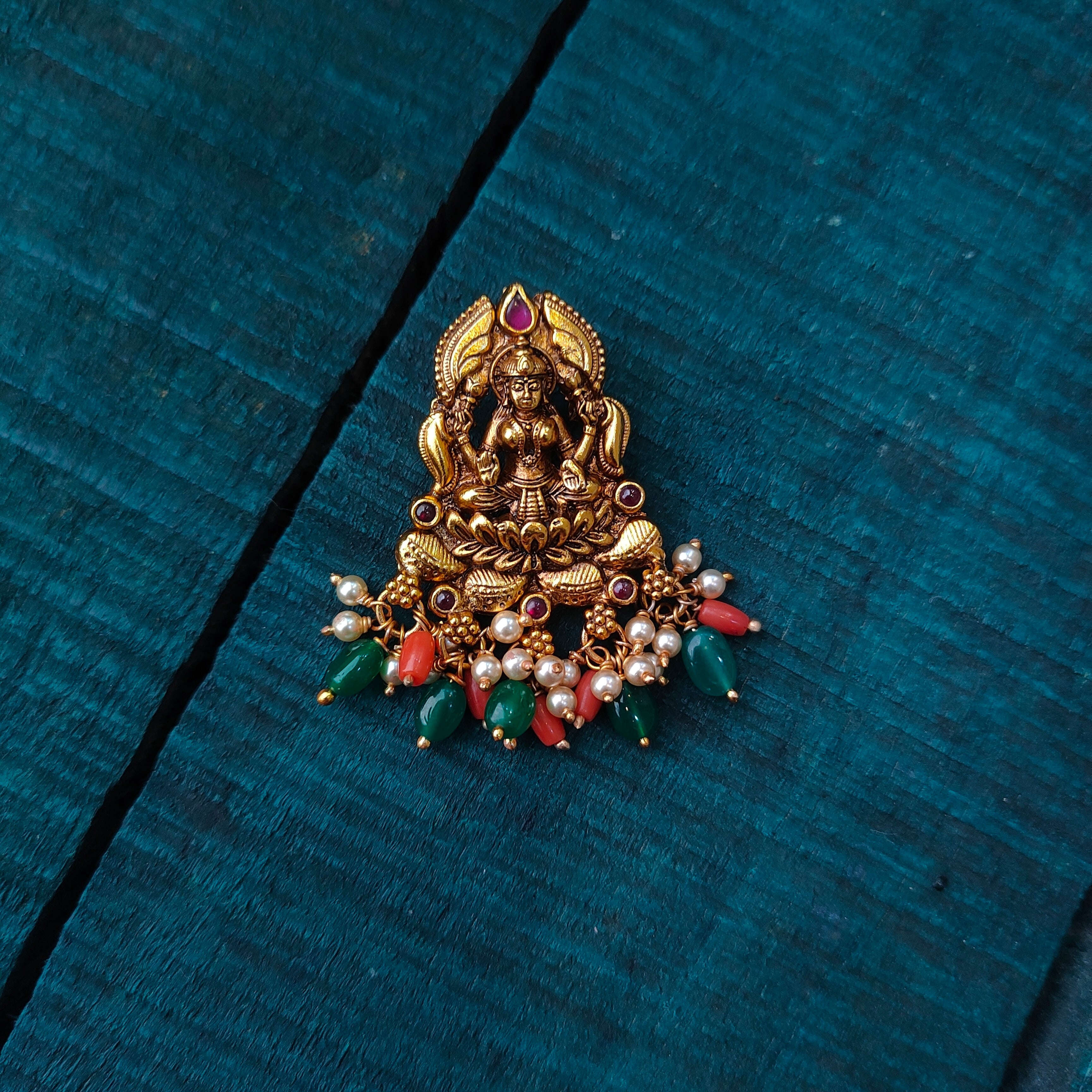 925 Silver Gold plated Lakshmi Pendant-109
