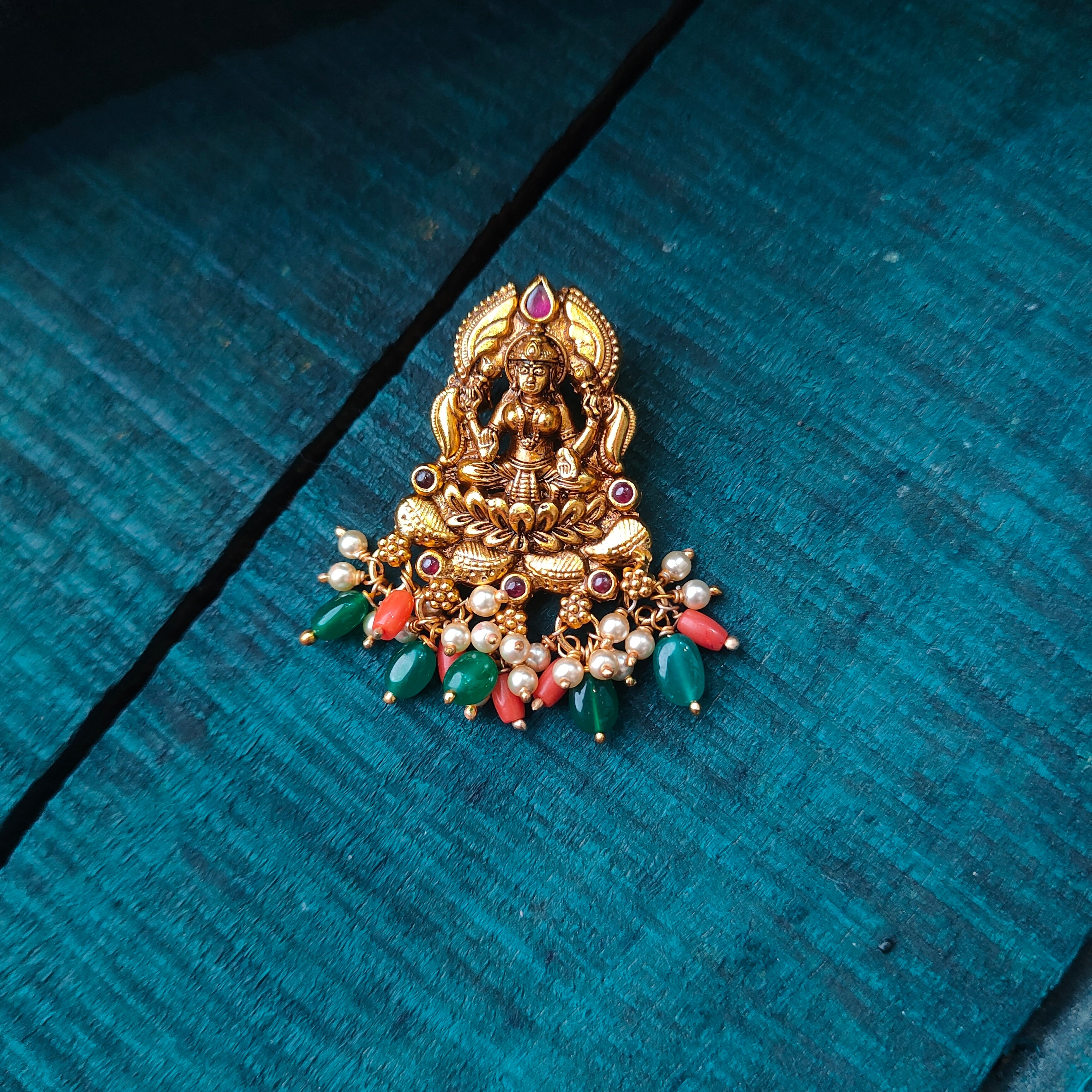 925 Silver Gold plated Lakshmi Pendant-109