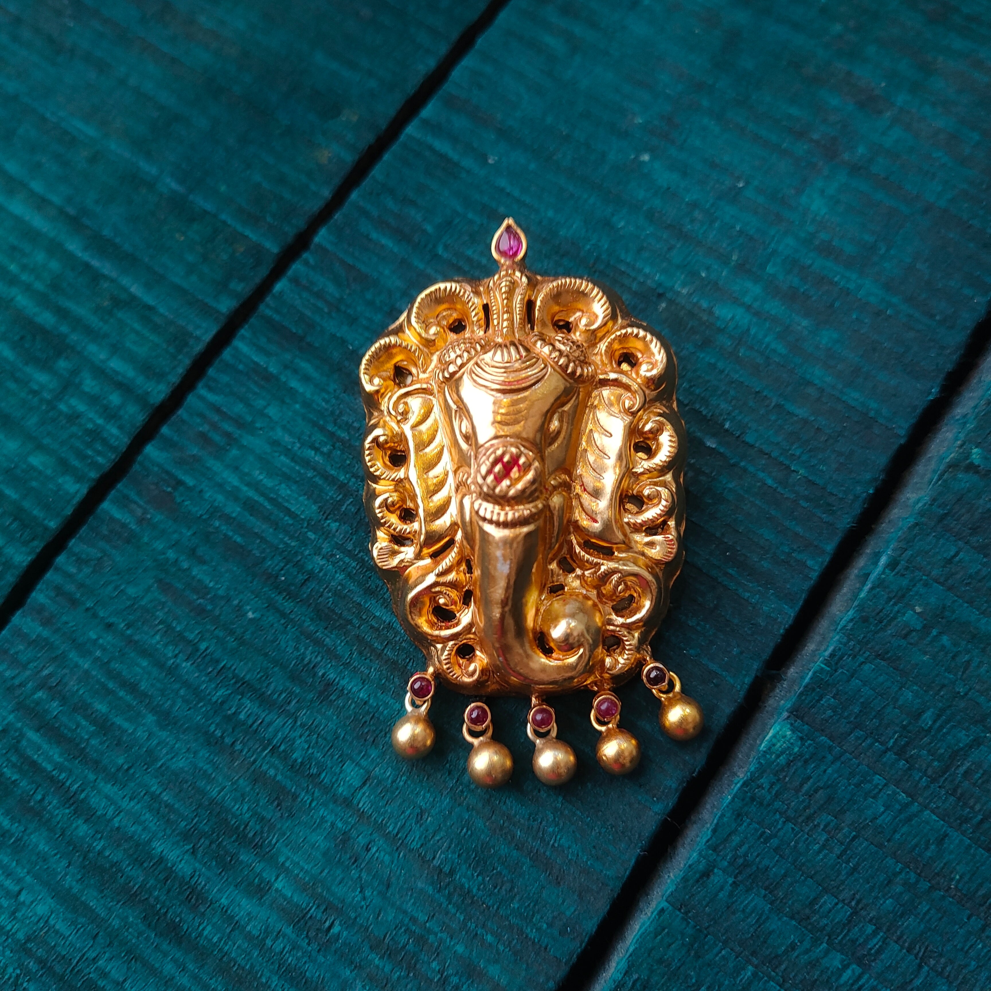 925 Silver Gold plated Ganesh Pendant-0088