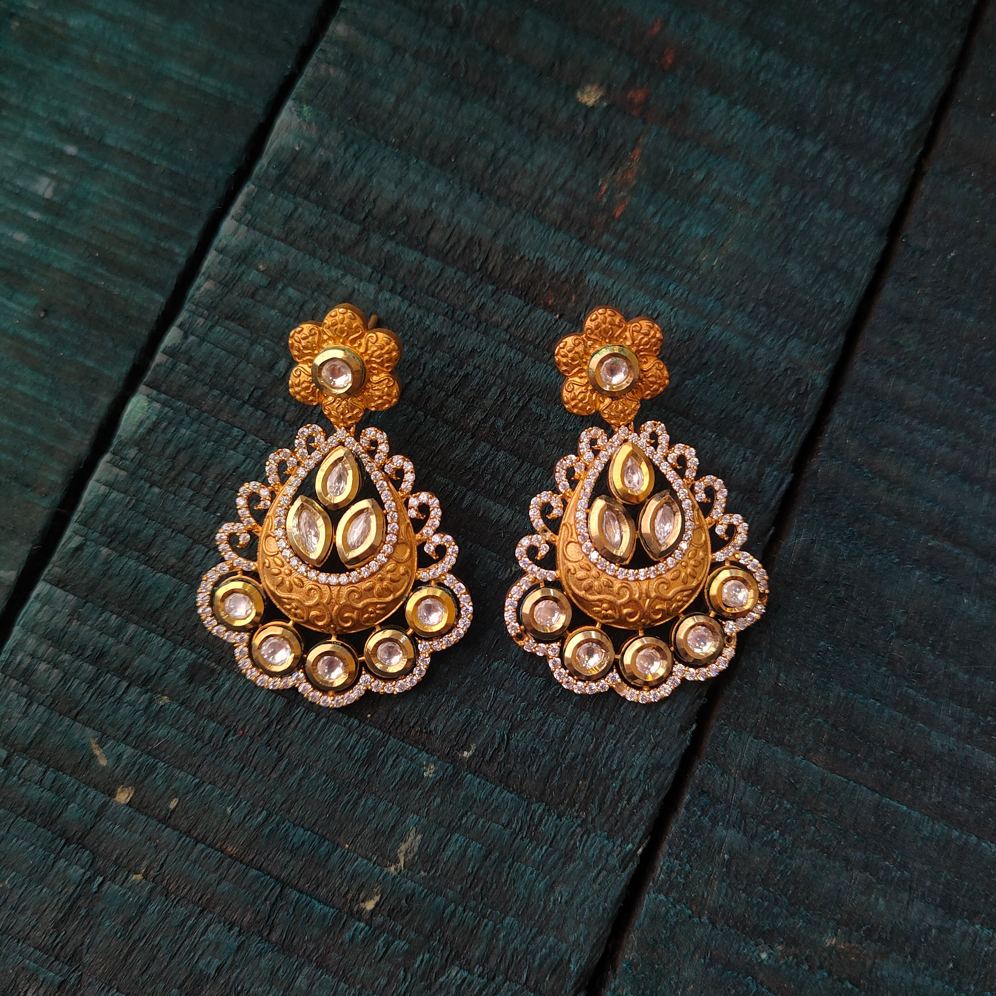 925 Silver Gold Plated Necklace With Earring -0310