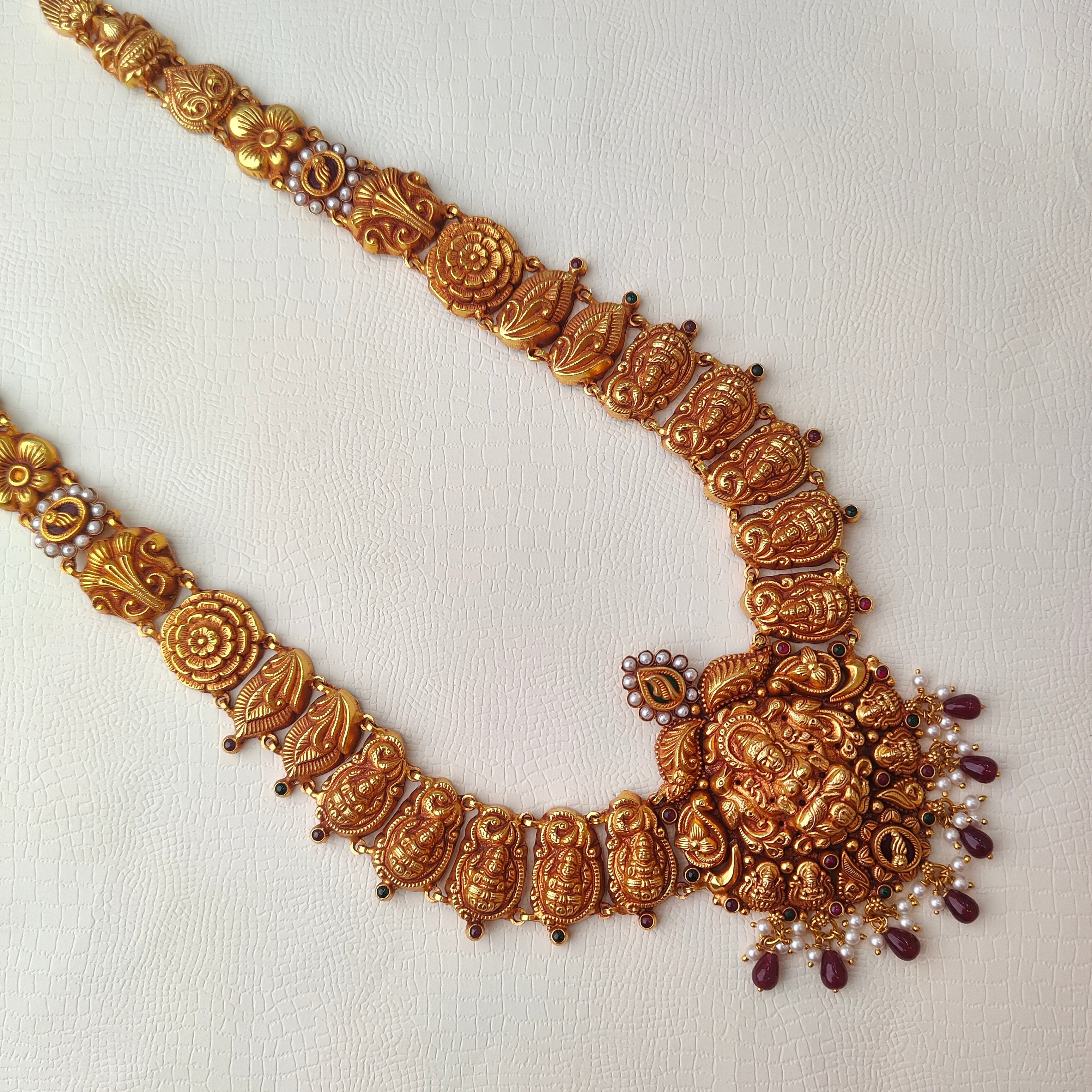 925 Silver Gold Plated Nakshi Haram-0553