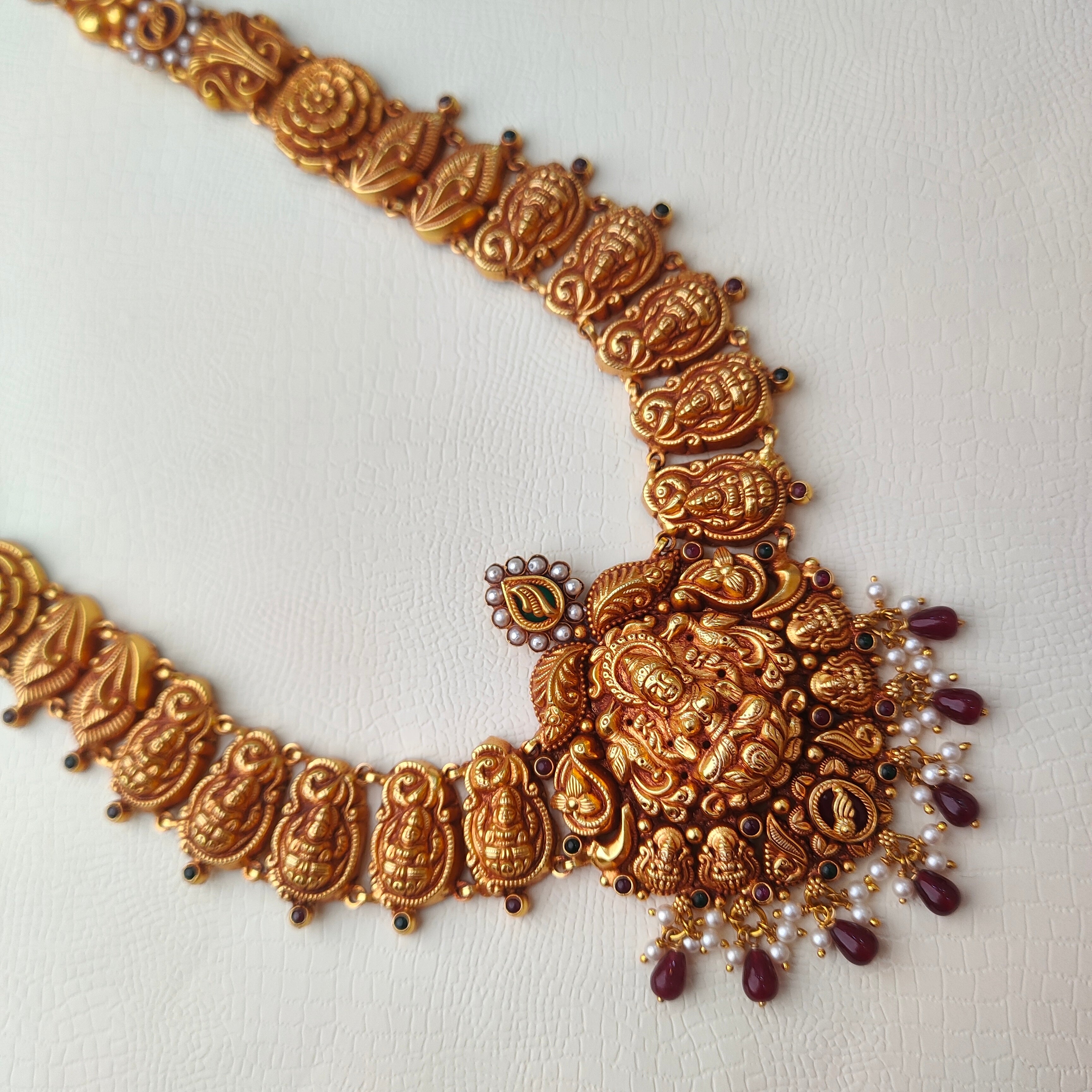 925 Silver Gold Plated Nakshi Haram-0553