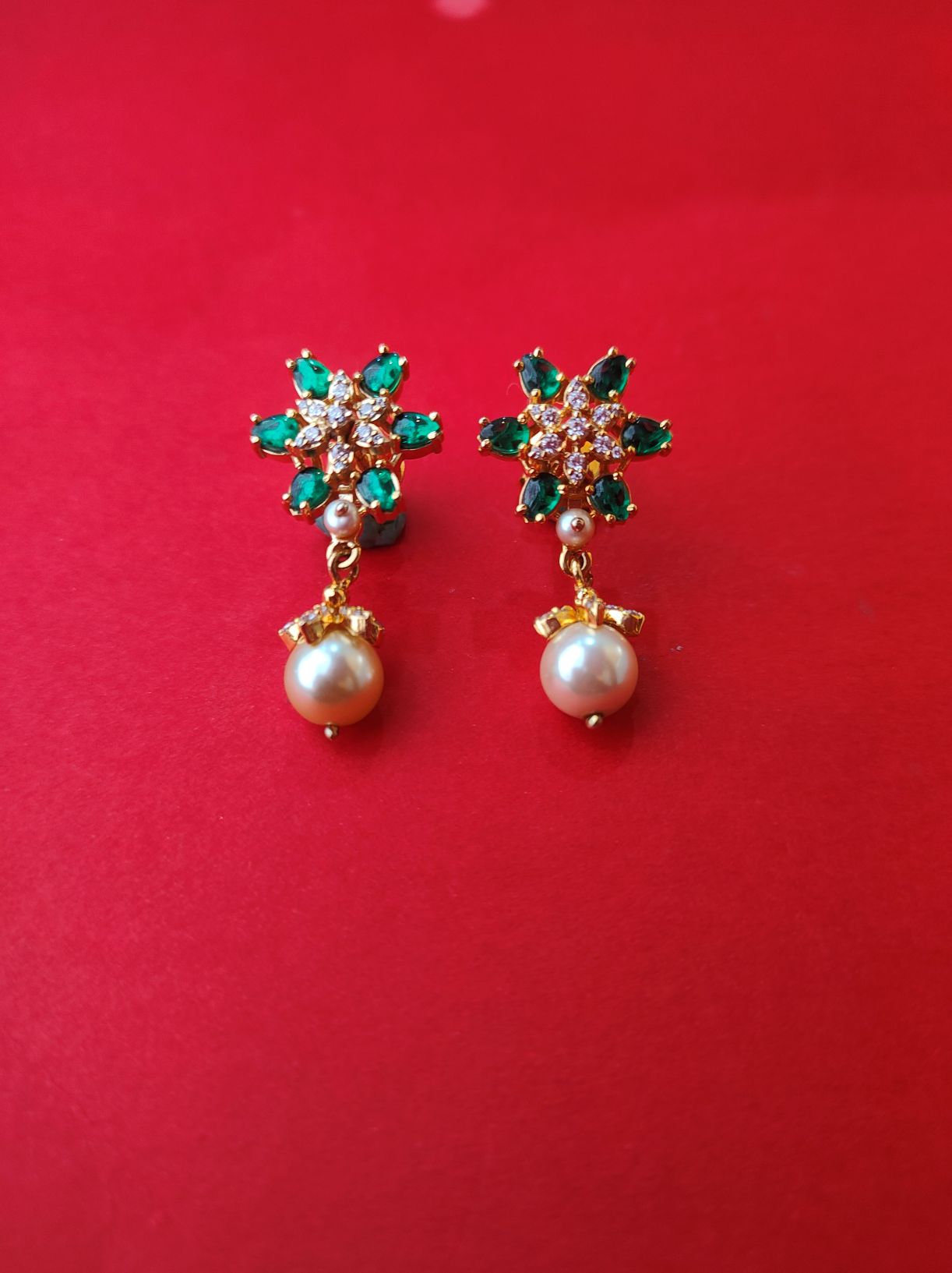 925 Silver Gold Plated Earrings -220