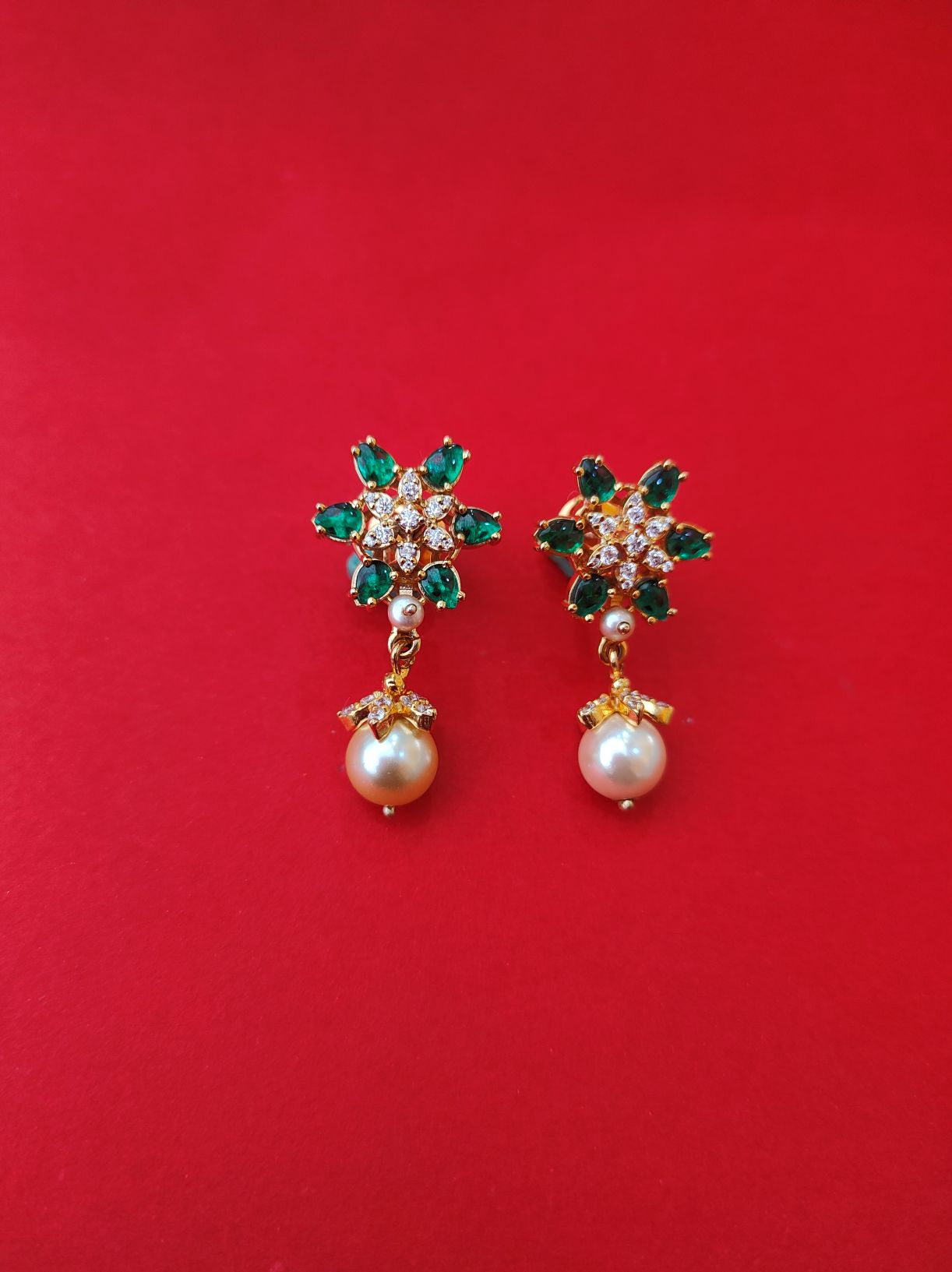 925 Silver Gold Plated Earrings -220