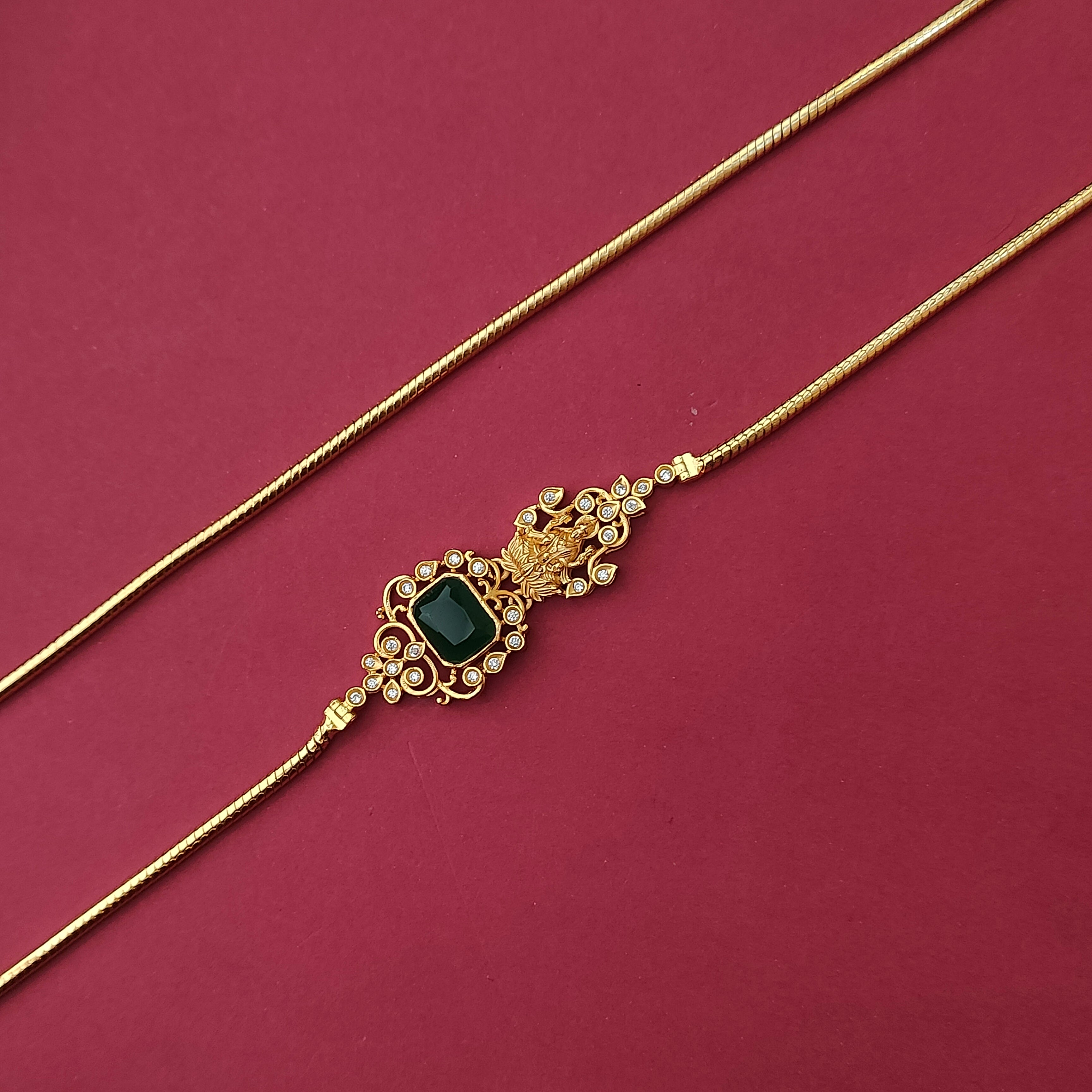 925Silver Gold Plated Ganesh Mugapu Chain -0895