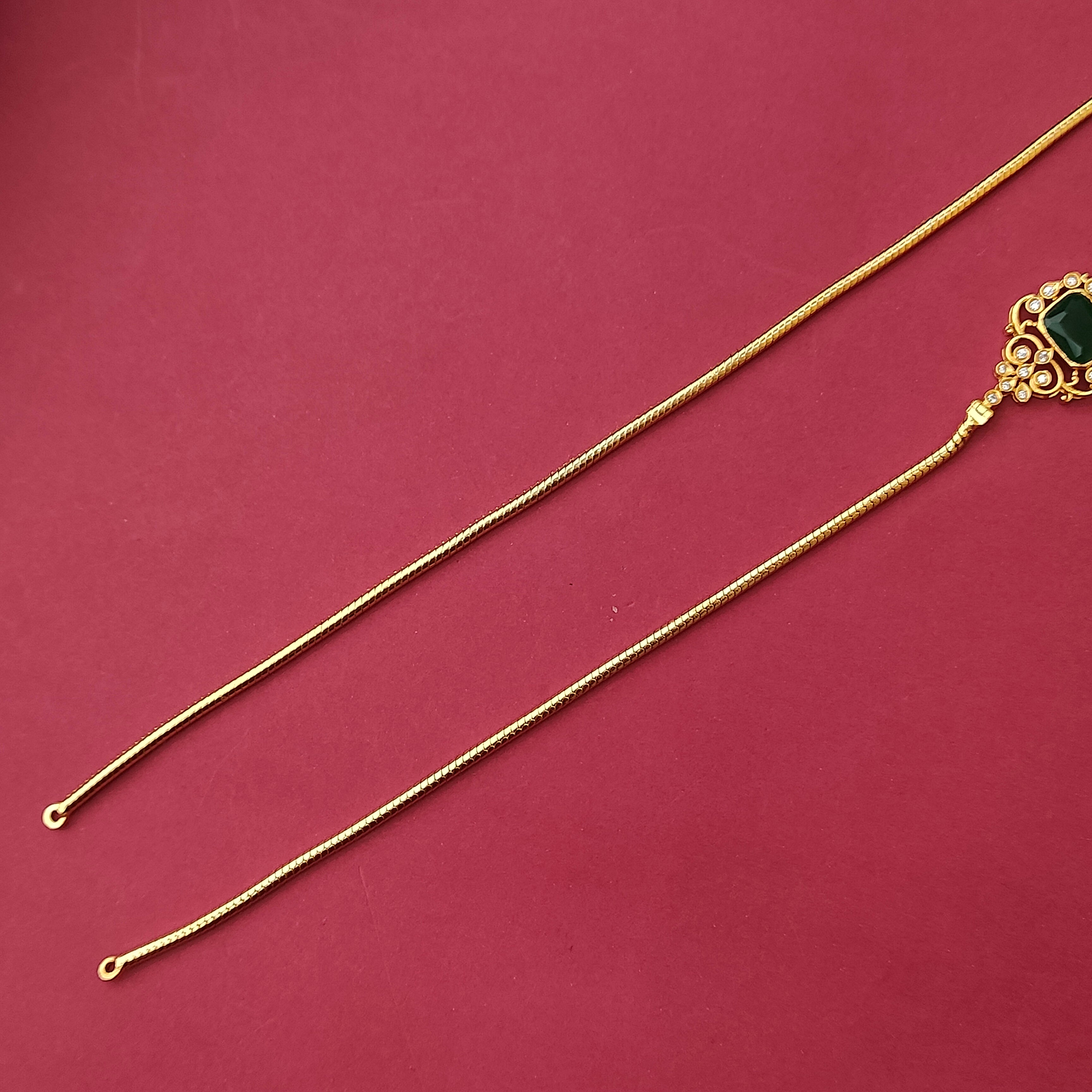 925Silver Gold Plated Ganesh Mugapu Chain -0895