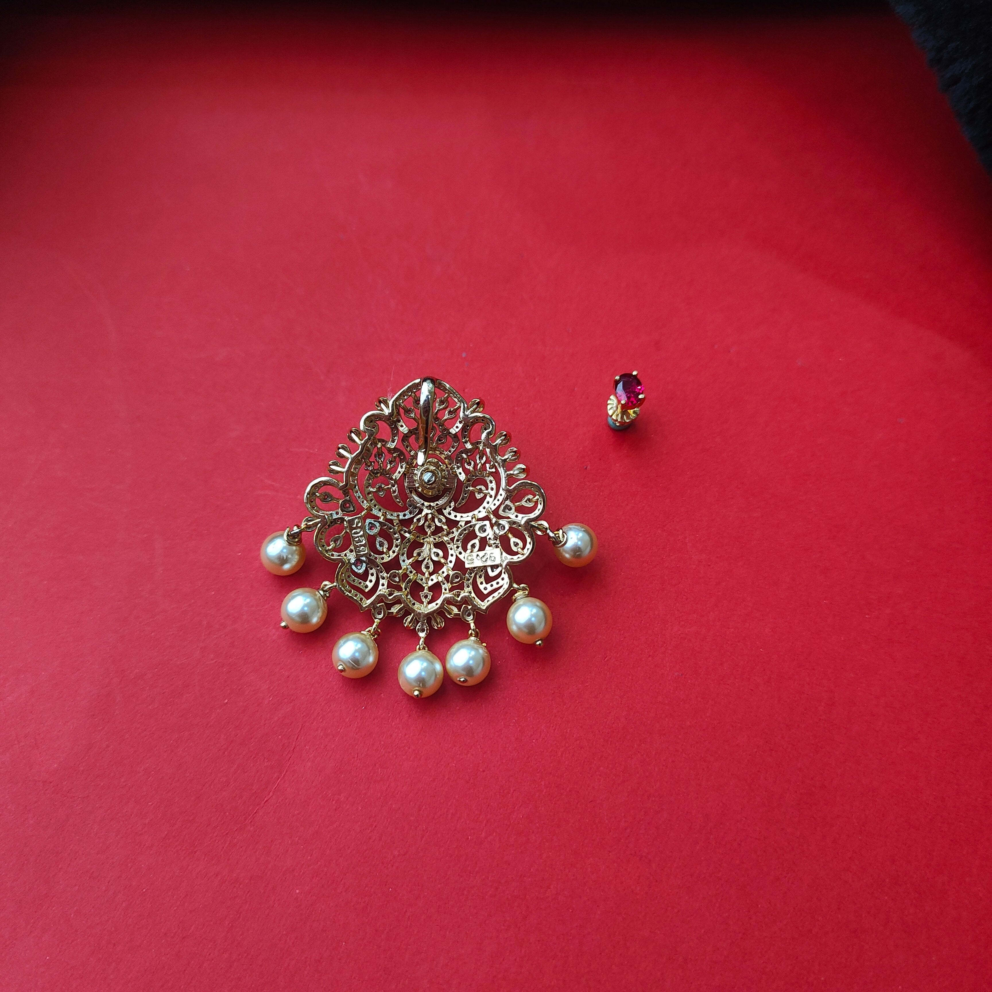 925 Silver Theia Diamond Look Necklace - 217 (Made To Order )