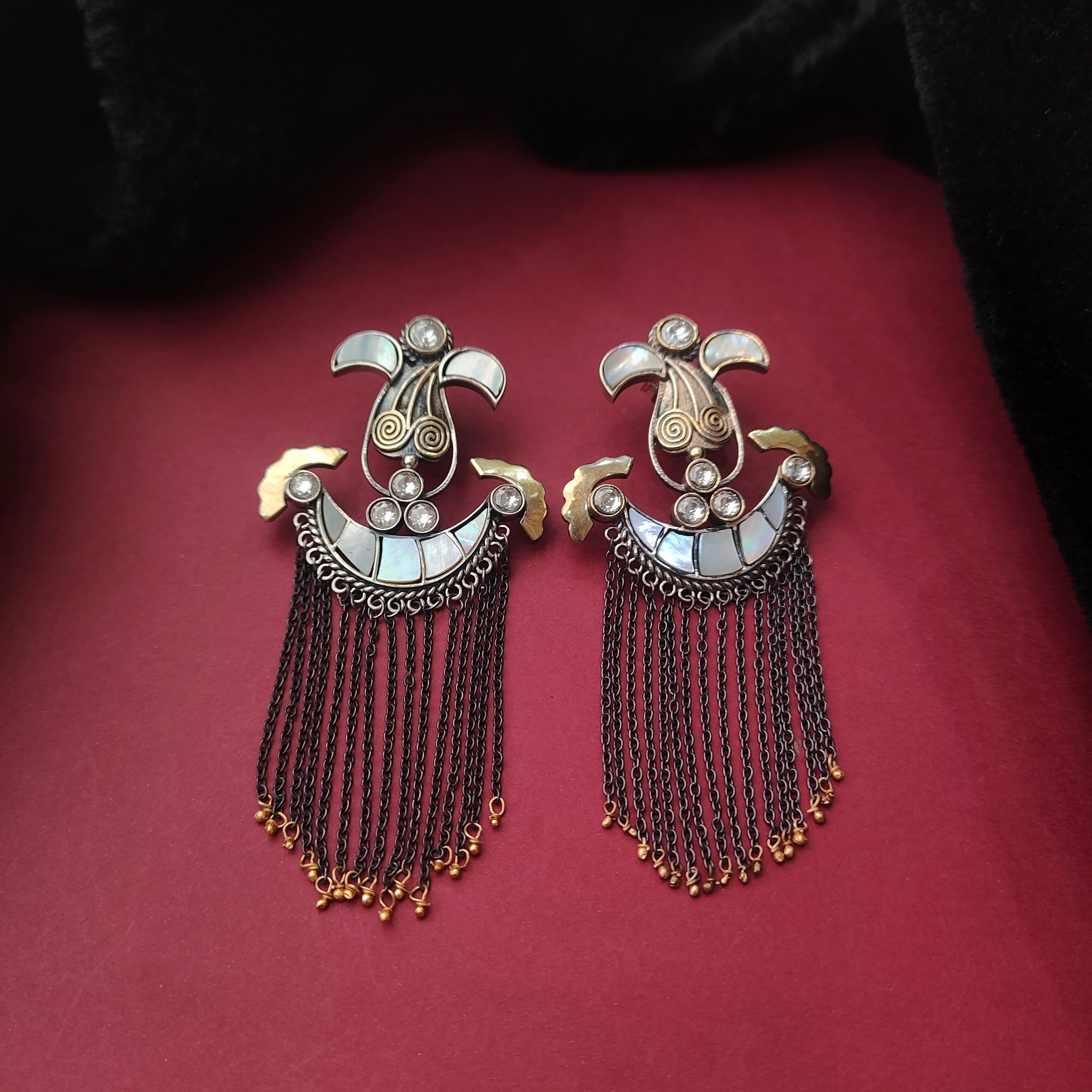 925 Pure Silver Dual tone Earring -0957