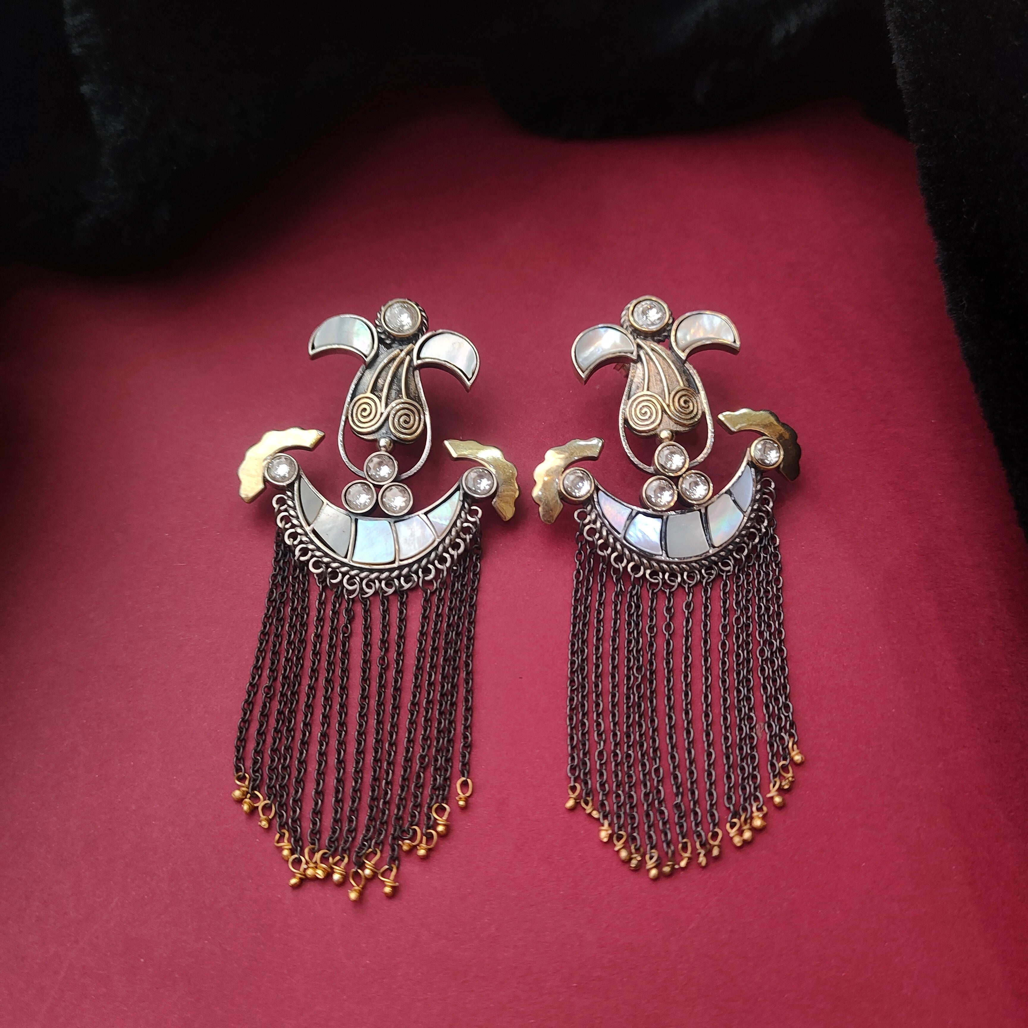 925 Pure Silver Dual tone Earring -0957