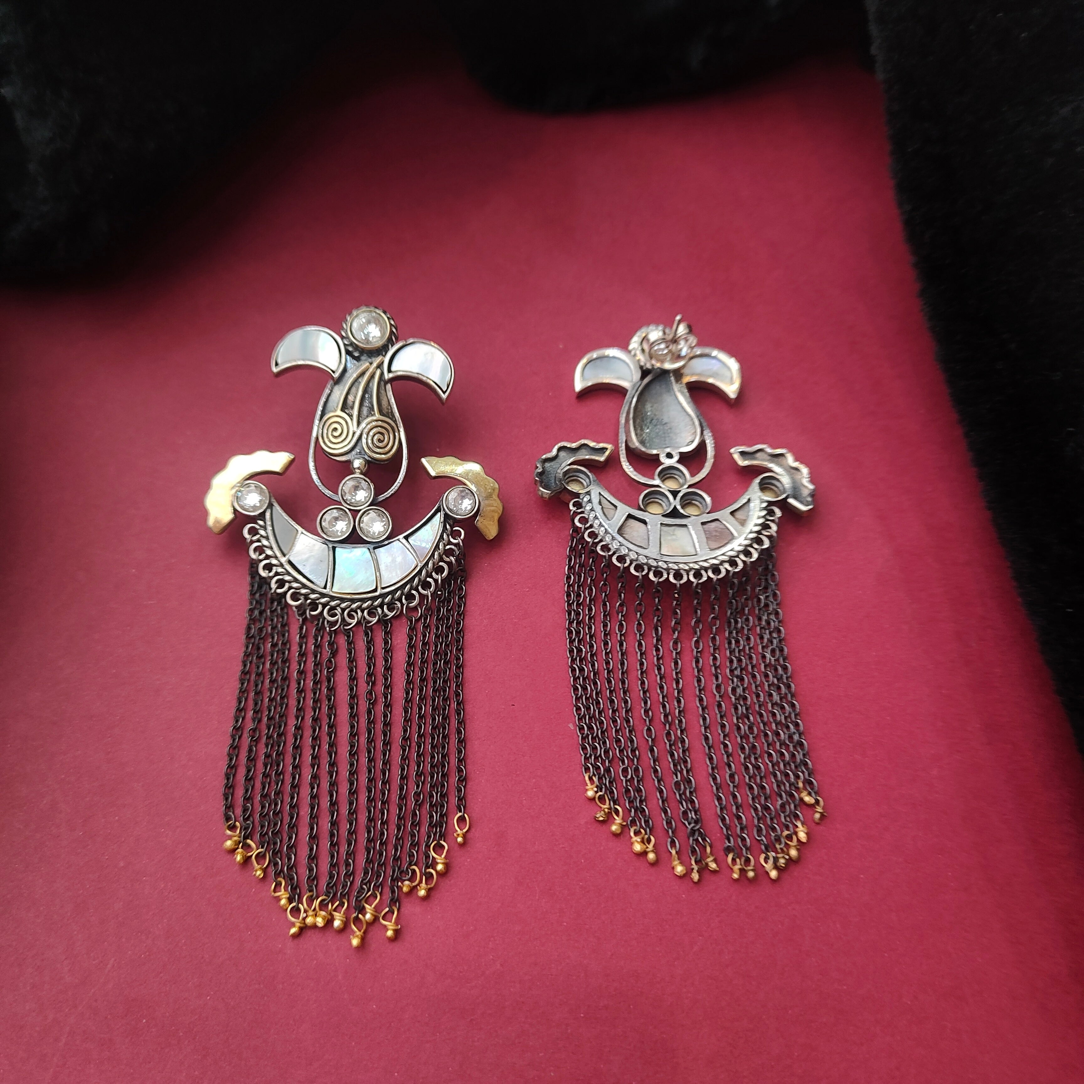 925 Pure Silver Dual tone Earring -0957