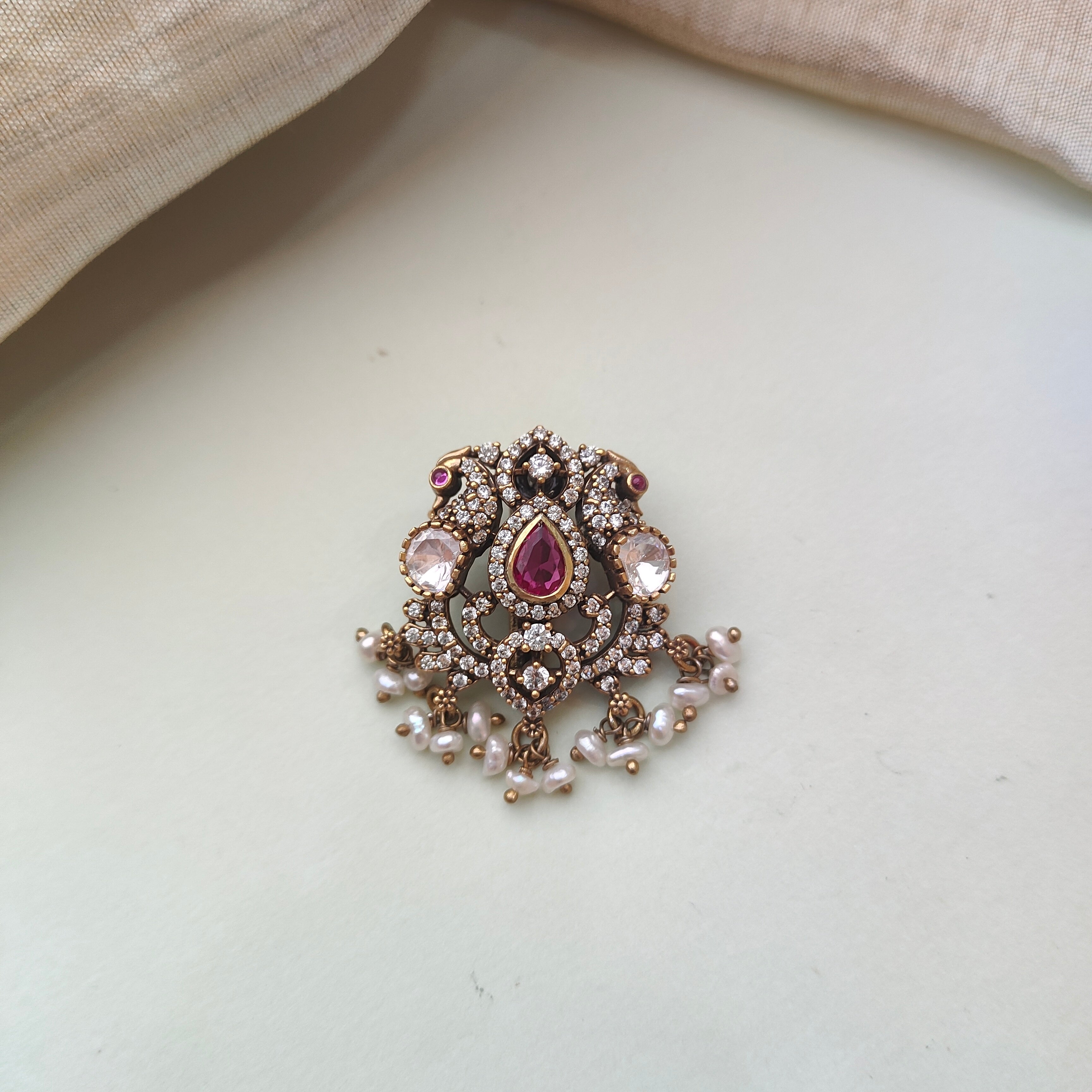 925 Silver Victorian Peacock Pendant -0157