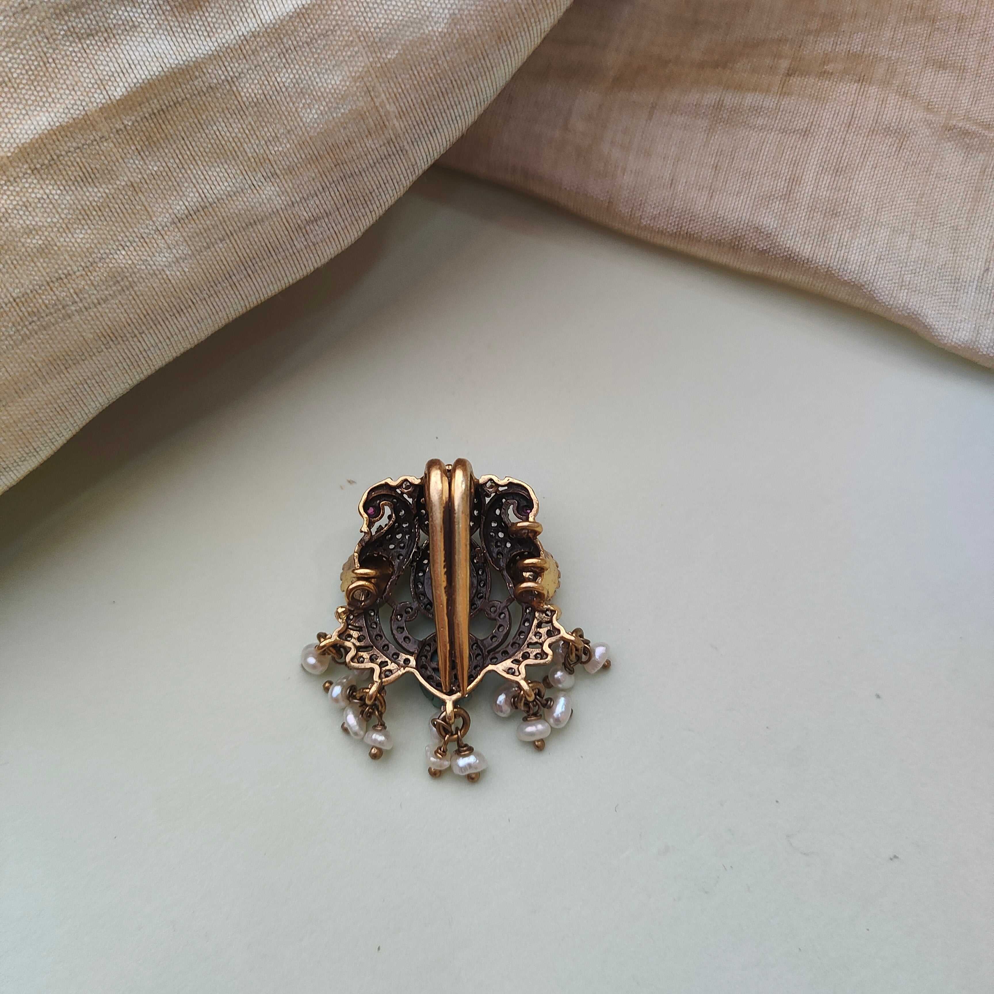 925 Silver Victorian Peacock Pendant -0157