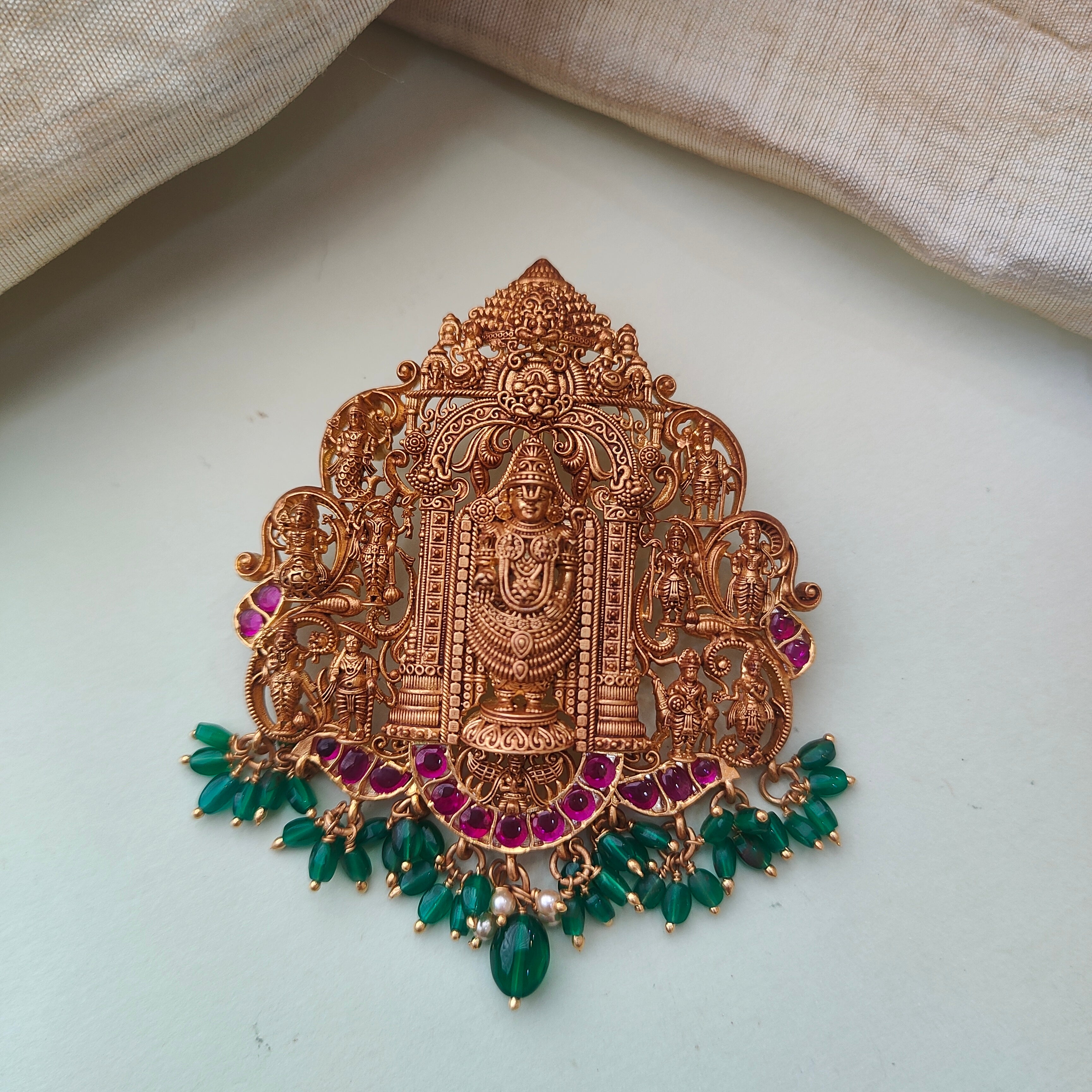 925 Silver Gold plated Dasavatara Venkateswara swamy Pendant-0161