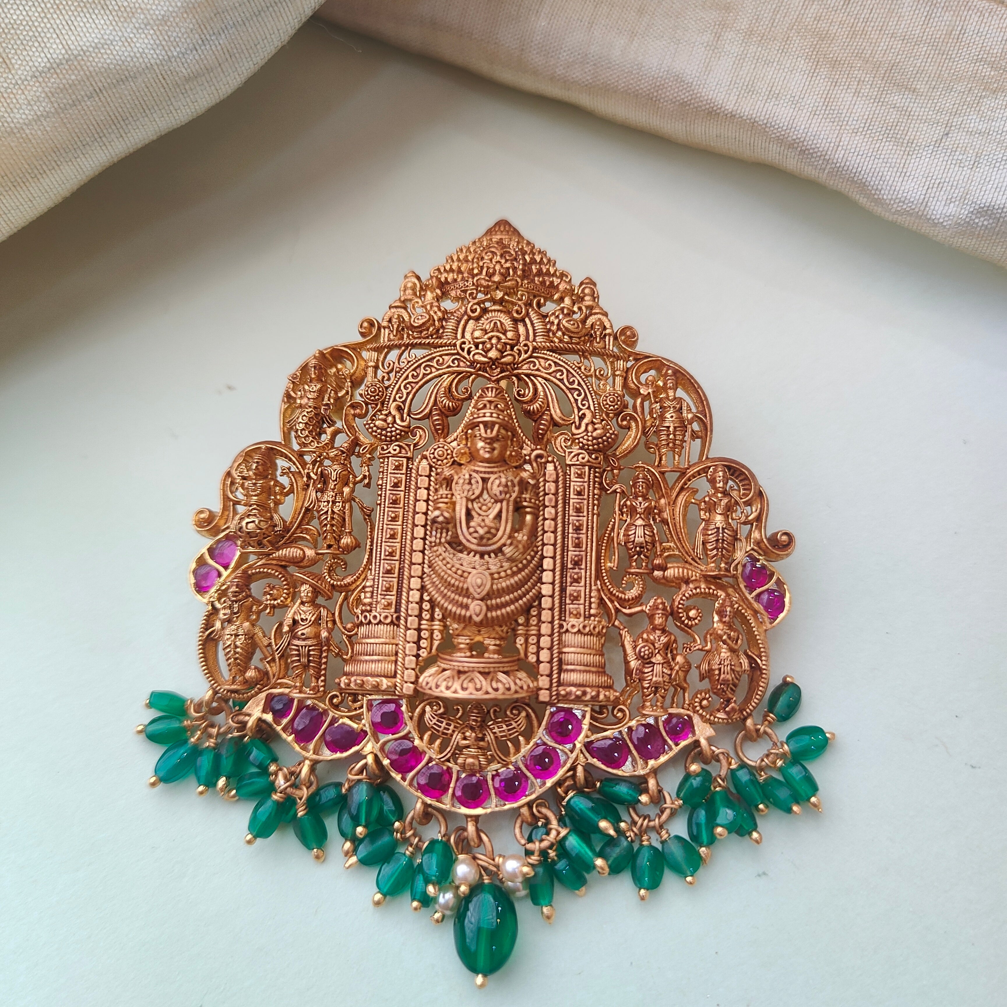 925 Silver Gold plated Dasavatara Venkateswara swamy Pendant-0161