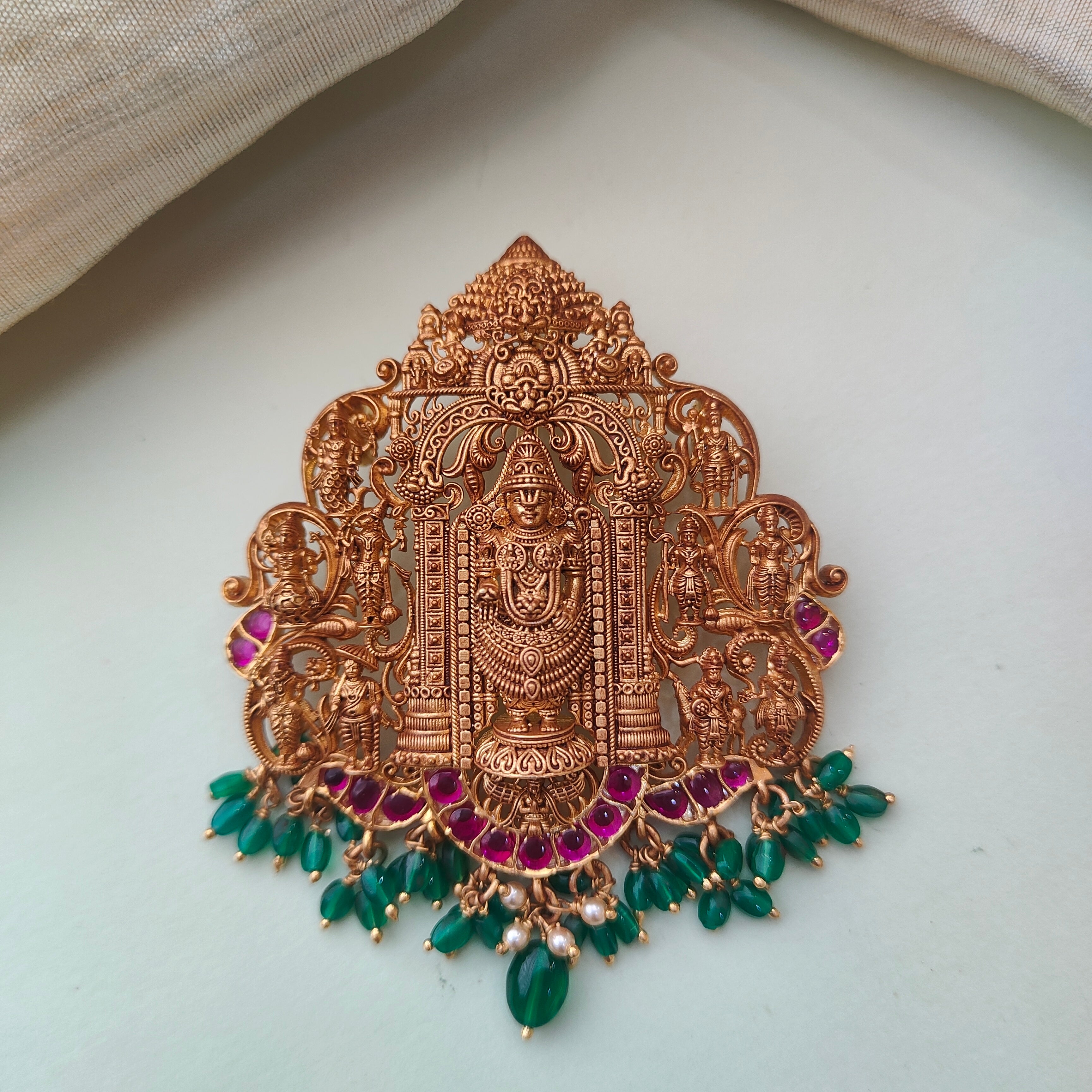 925 Silver Gold plated Dasavatara Venkateswara swamy Pendant-0161