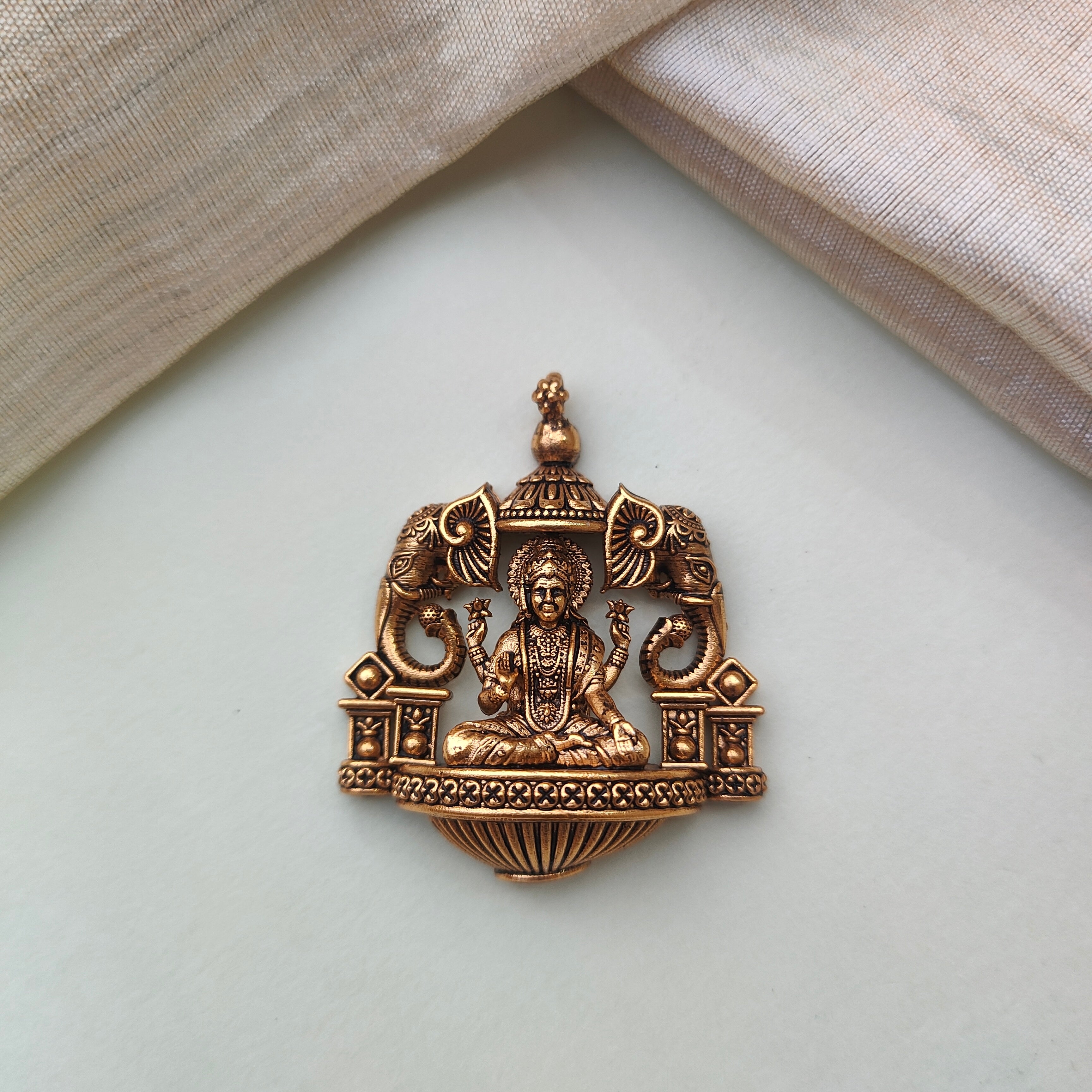 925 Silver Gold plated Lakshmi Pendant-0504
