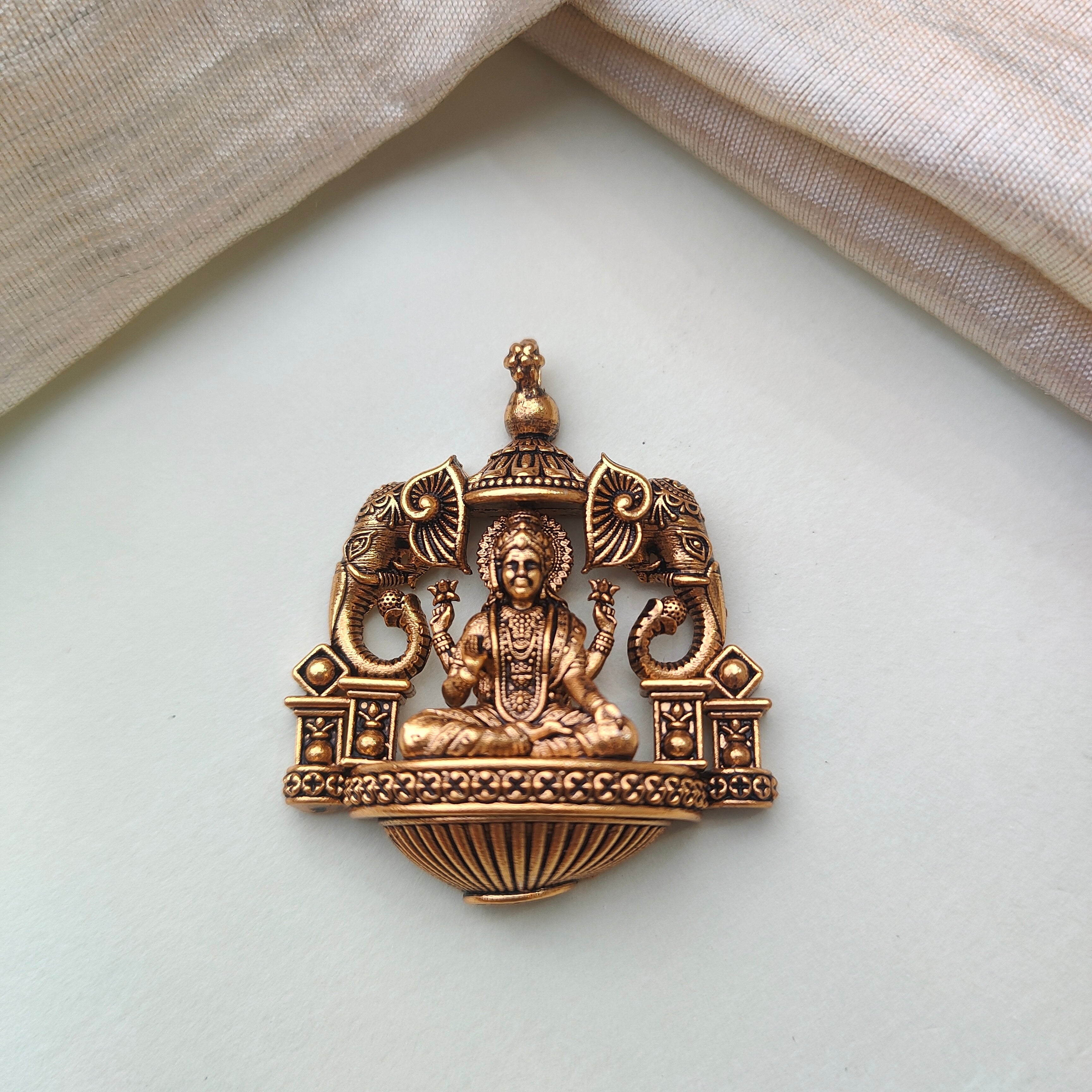 925 Silver Gold plated Lakshmi Pendant-0504