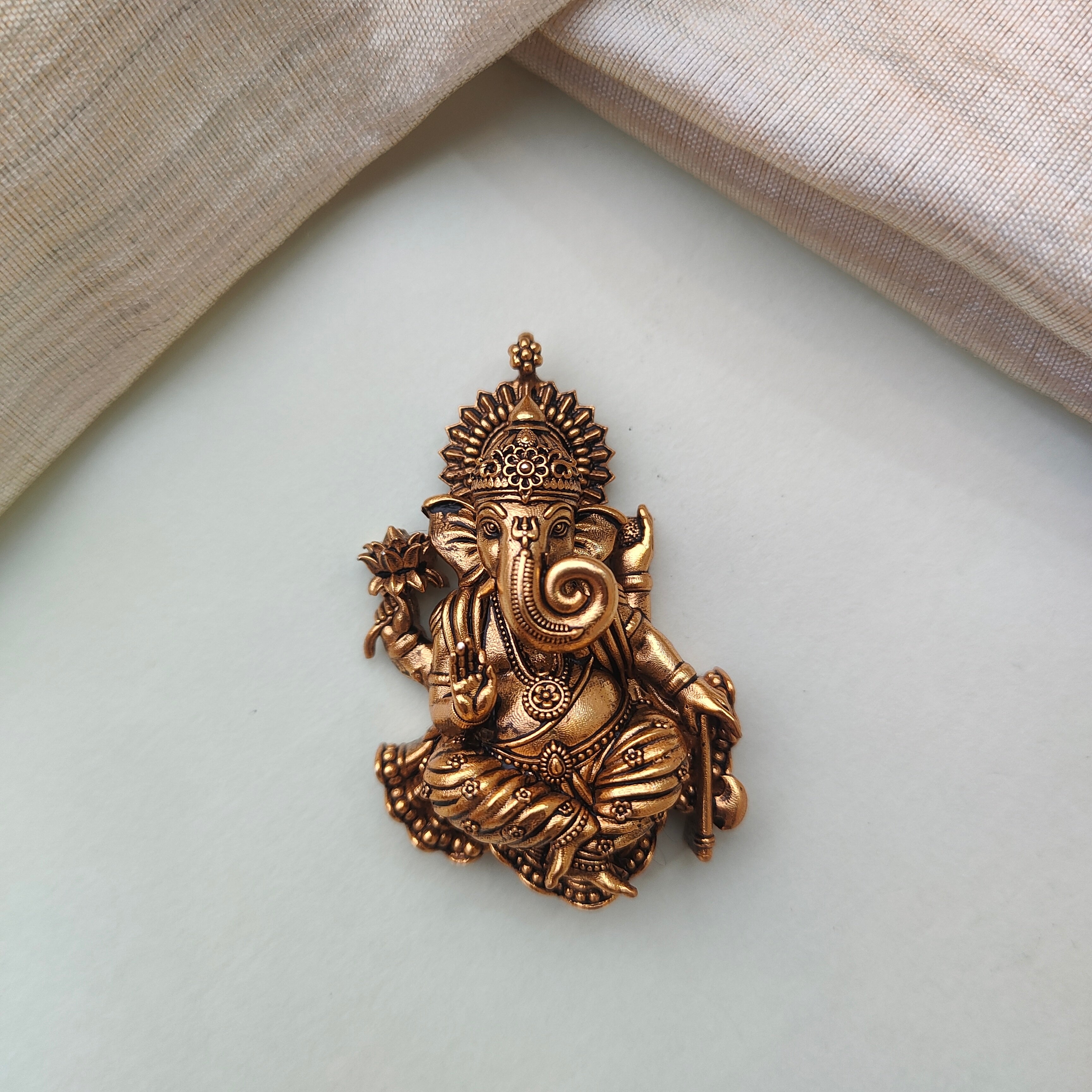 925 Silver Gold plated Ganesh Pendant-0505