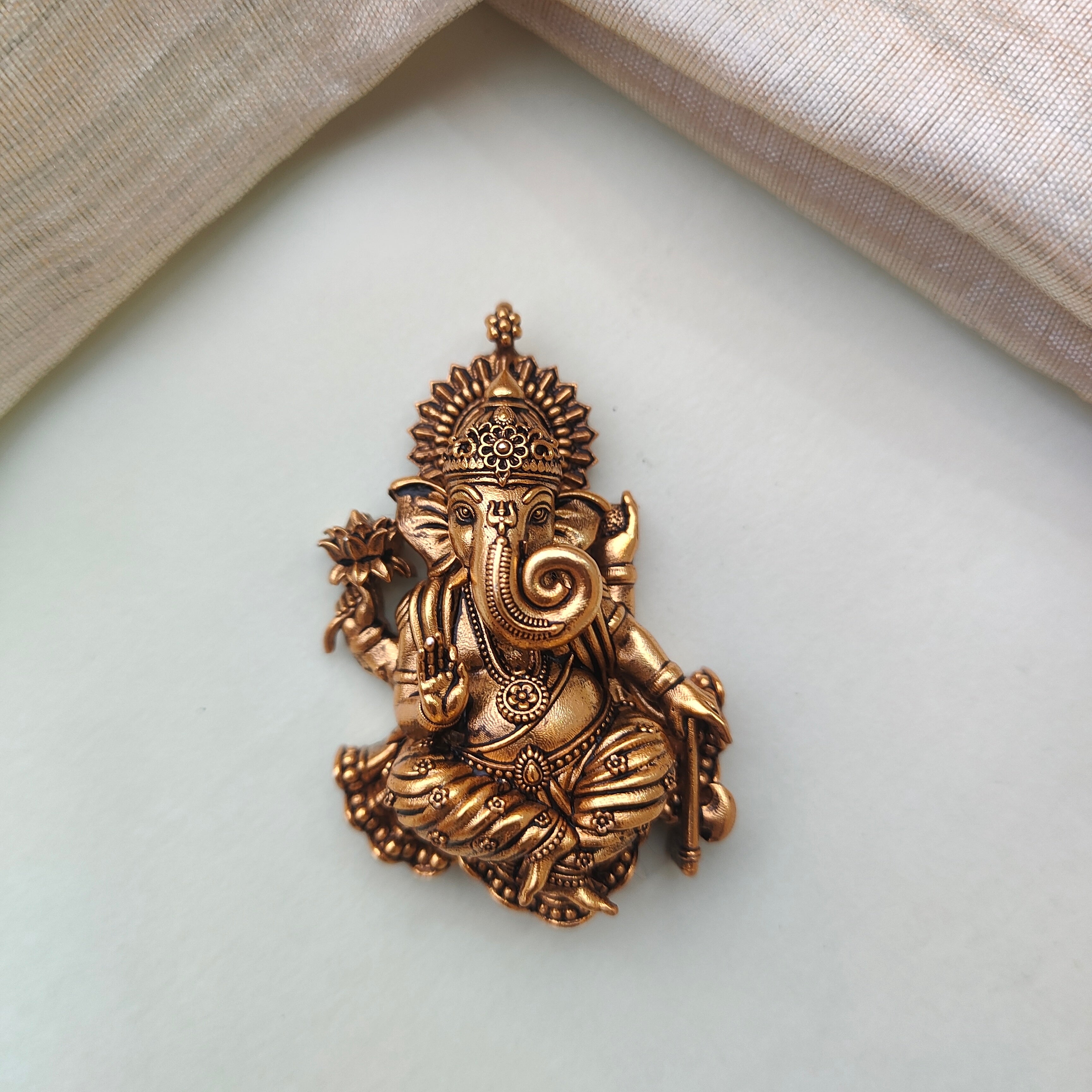 925 Silver Gold plated Ganesh Pendant-0505