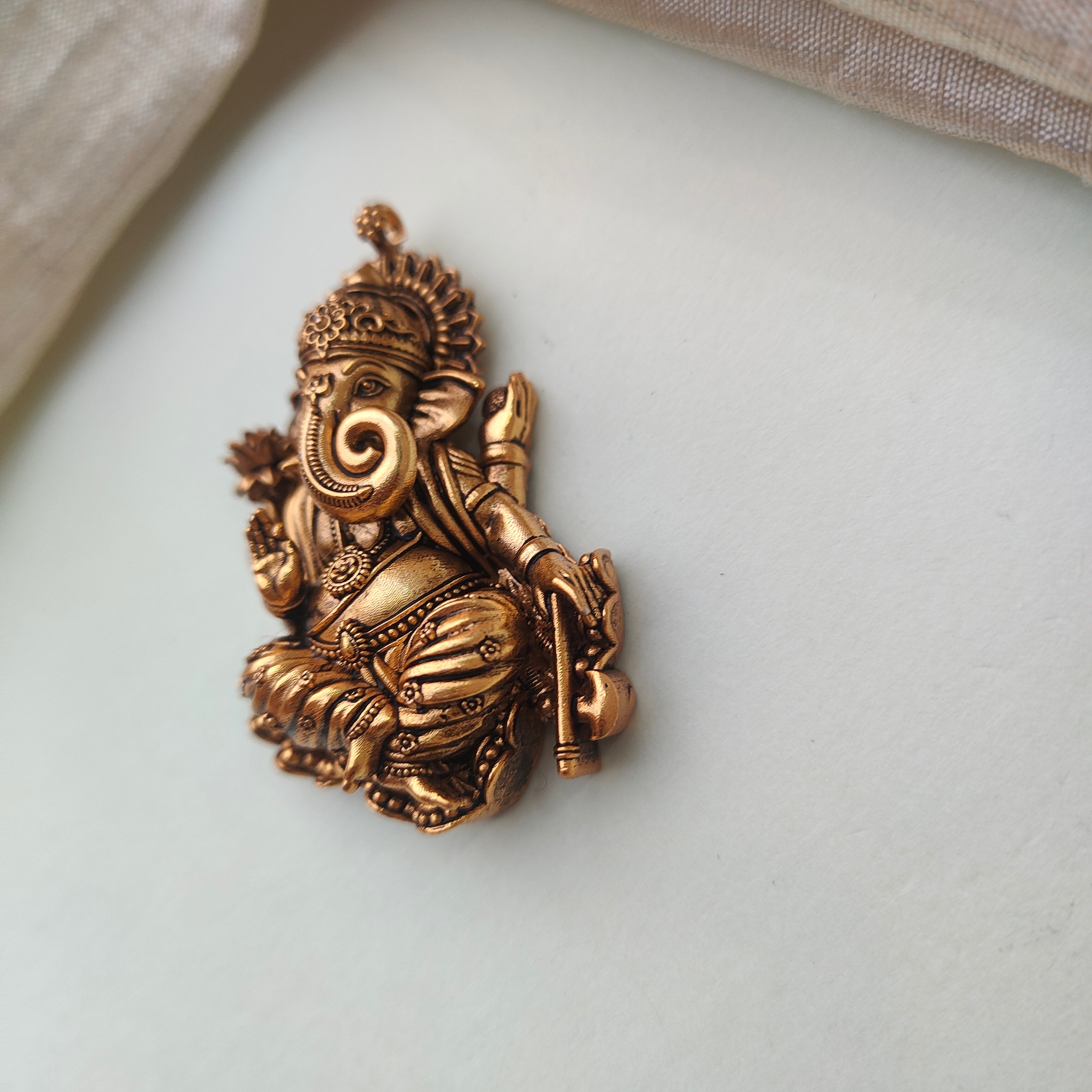 925 Silver Gold plated Ganesh Pendant-0505