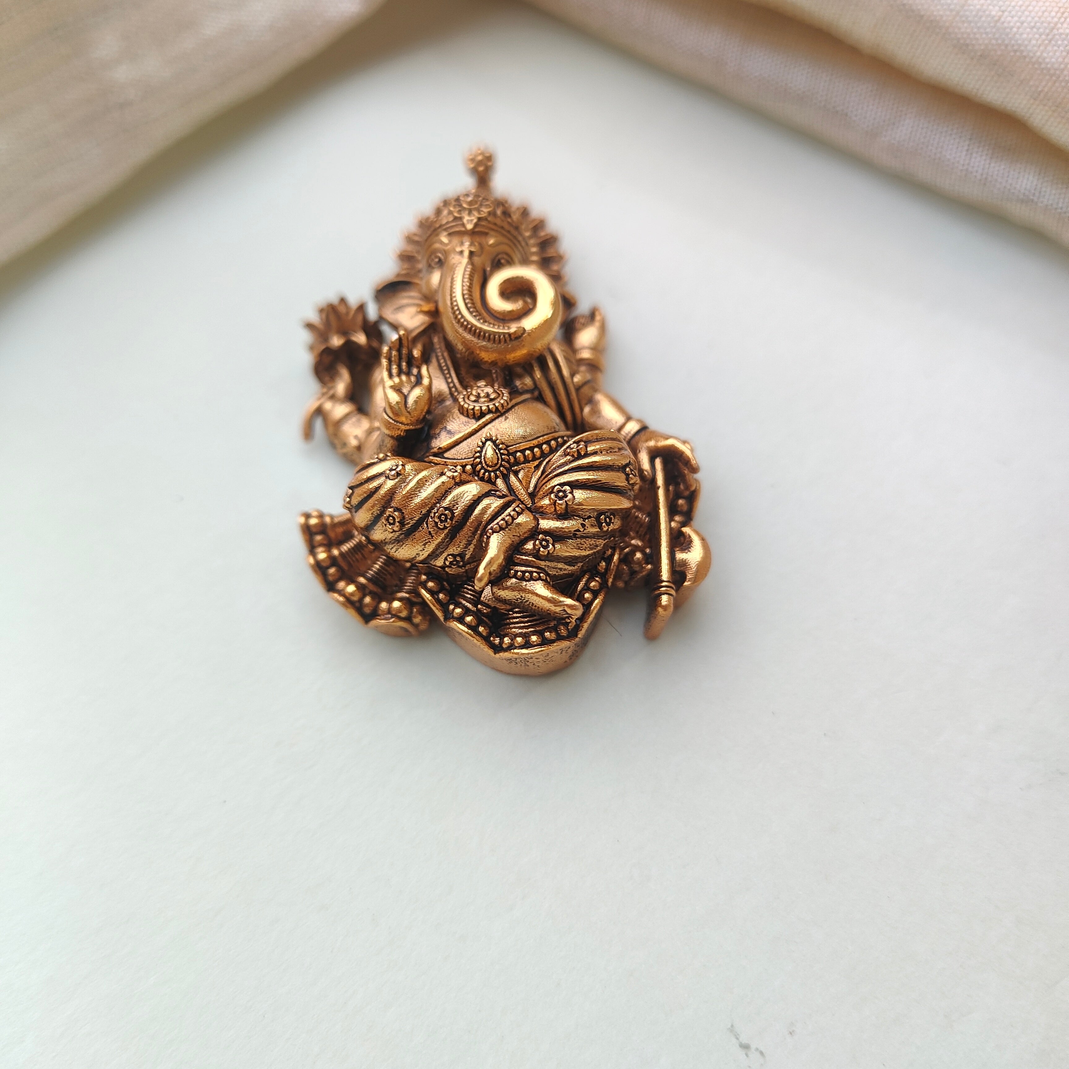 925 Silver Gold plated Ganesh Pendant-0505