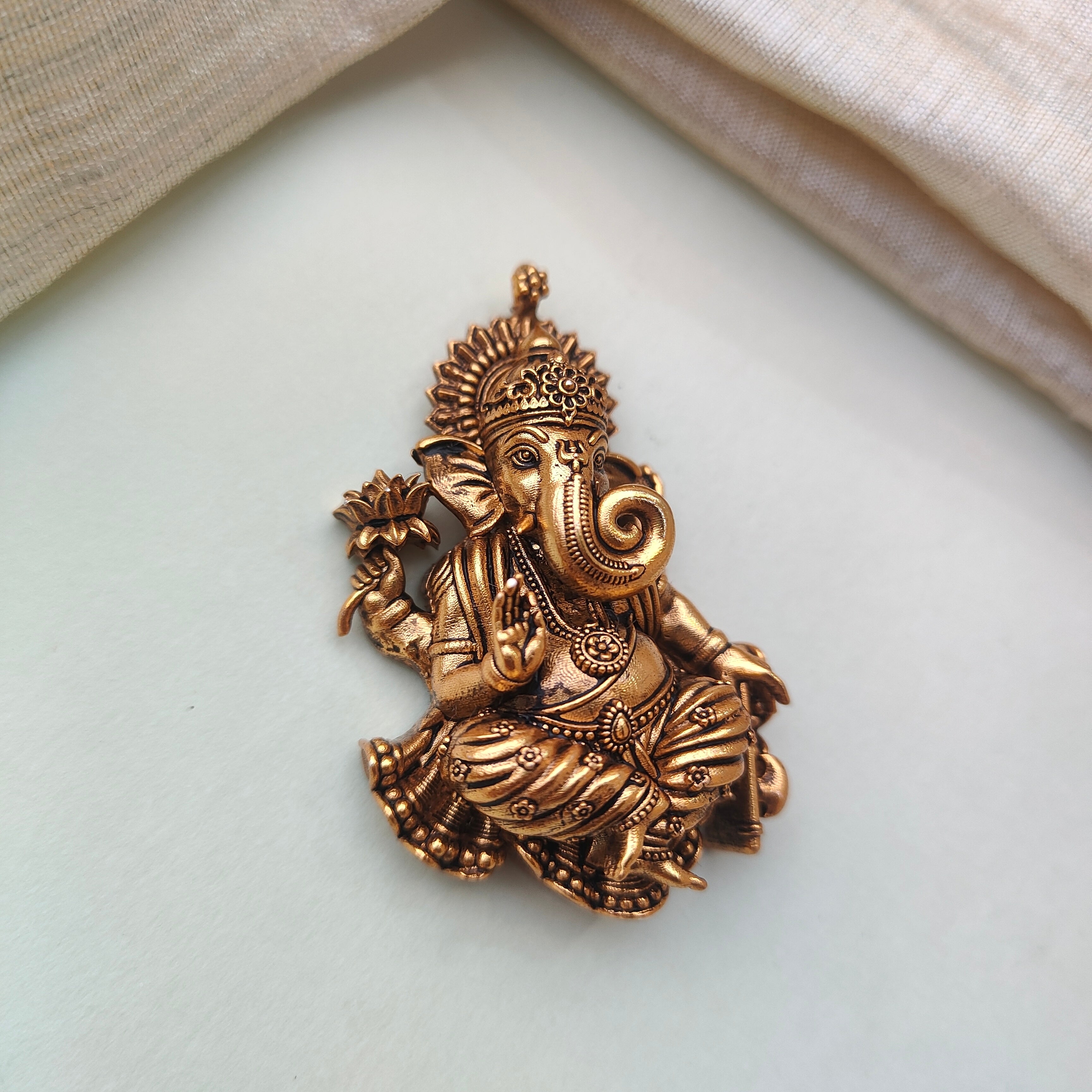 925 Silver Gold plated Ganesh Pendant-0505