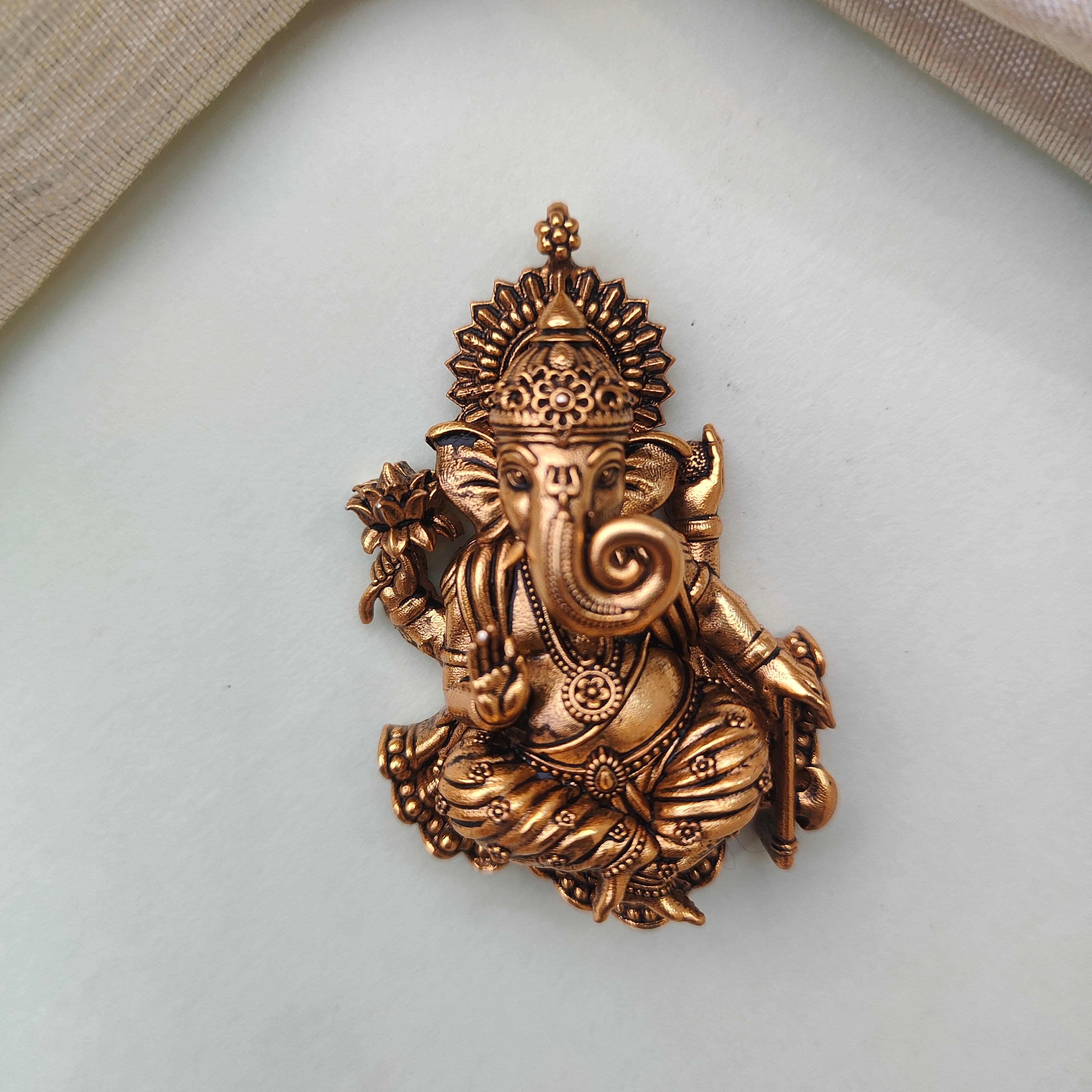 925 Silver Gold plated Ganesh Pendant-0505