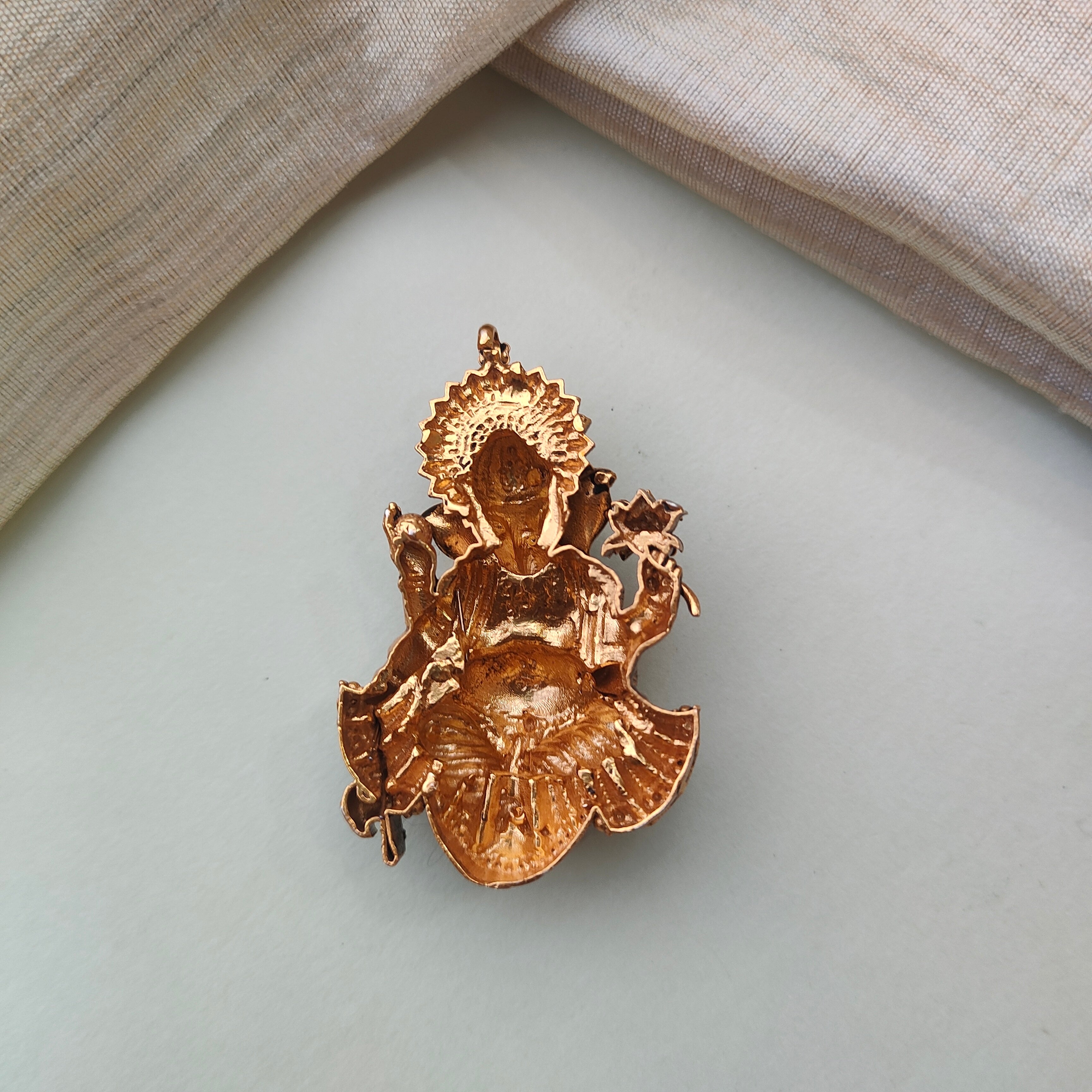 925 Silver Gold plated Ganesh Pendant-0505