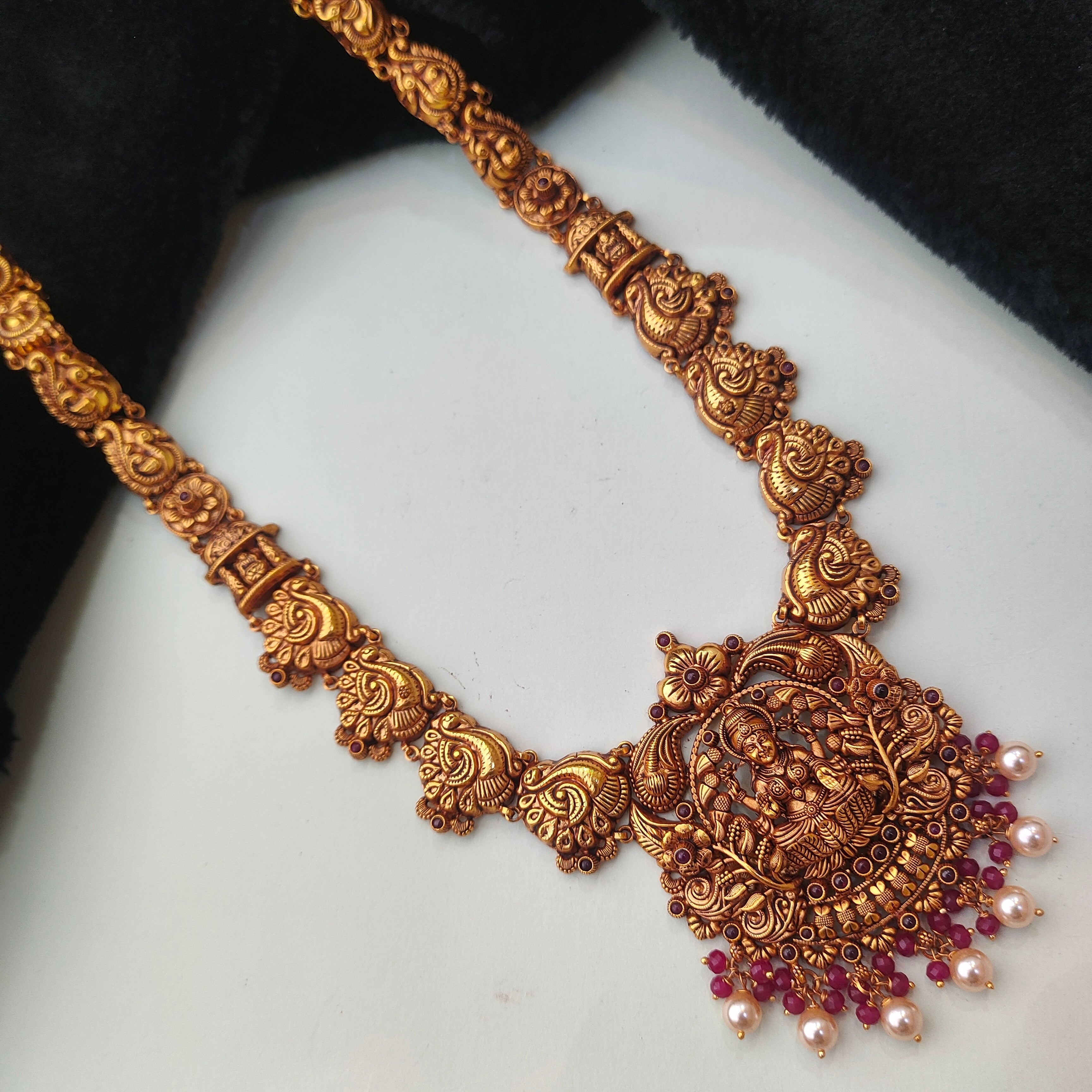 925 Silver Gold Plated Nakshi Haram-0097