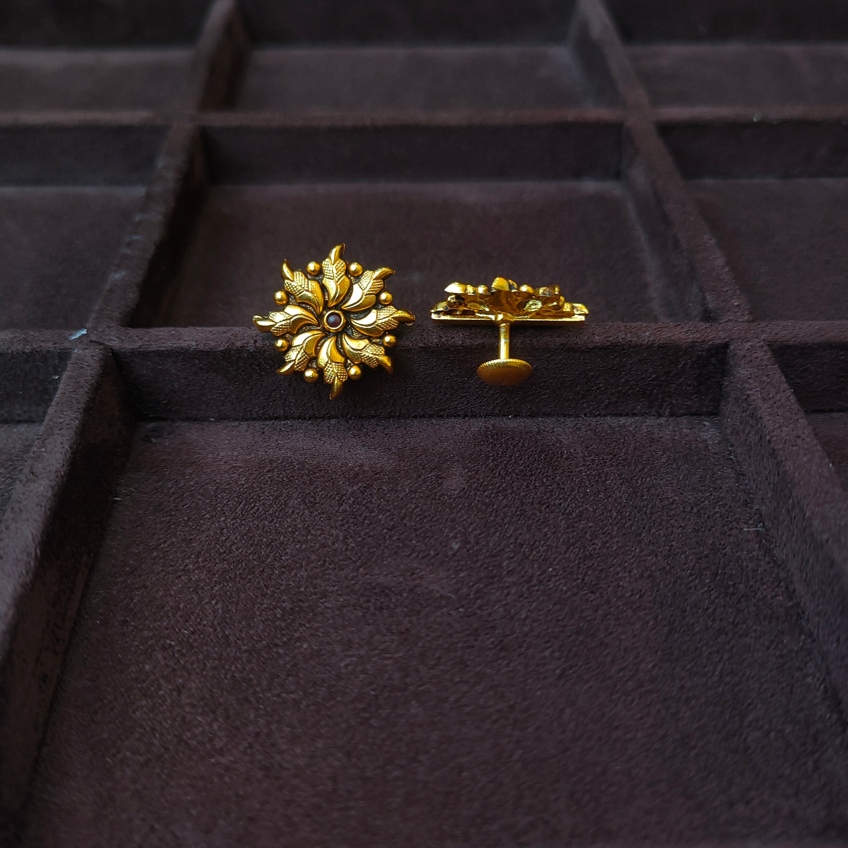 925 Silver Gold Plated Flower Earstud -0180
